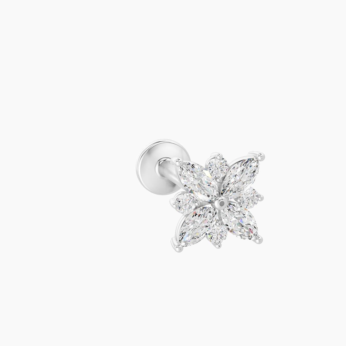 Aurore | 18k White Gold 5.5 mm 8 mm Flower Diamond Piercing