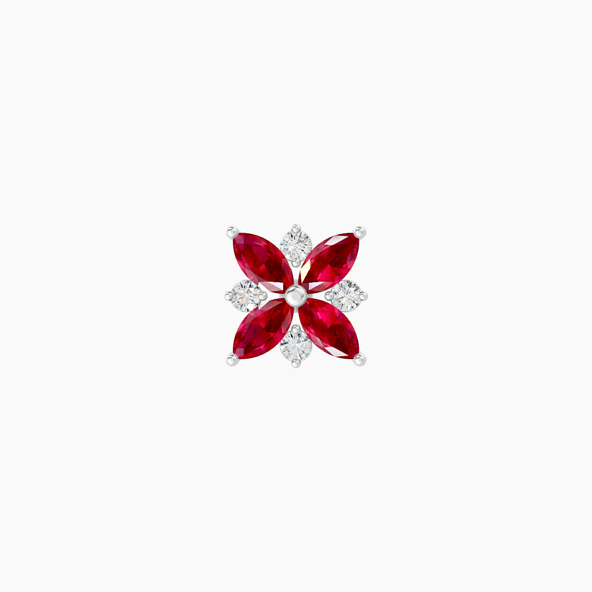 Aurore | 18k White Gold 8 mm 5.5 mm Flower Ruby & Diamond Piercing
