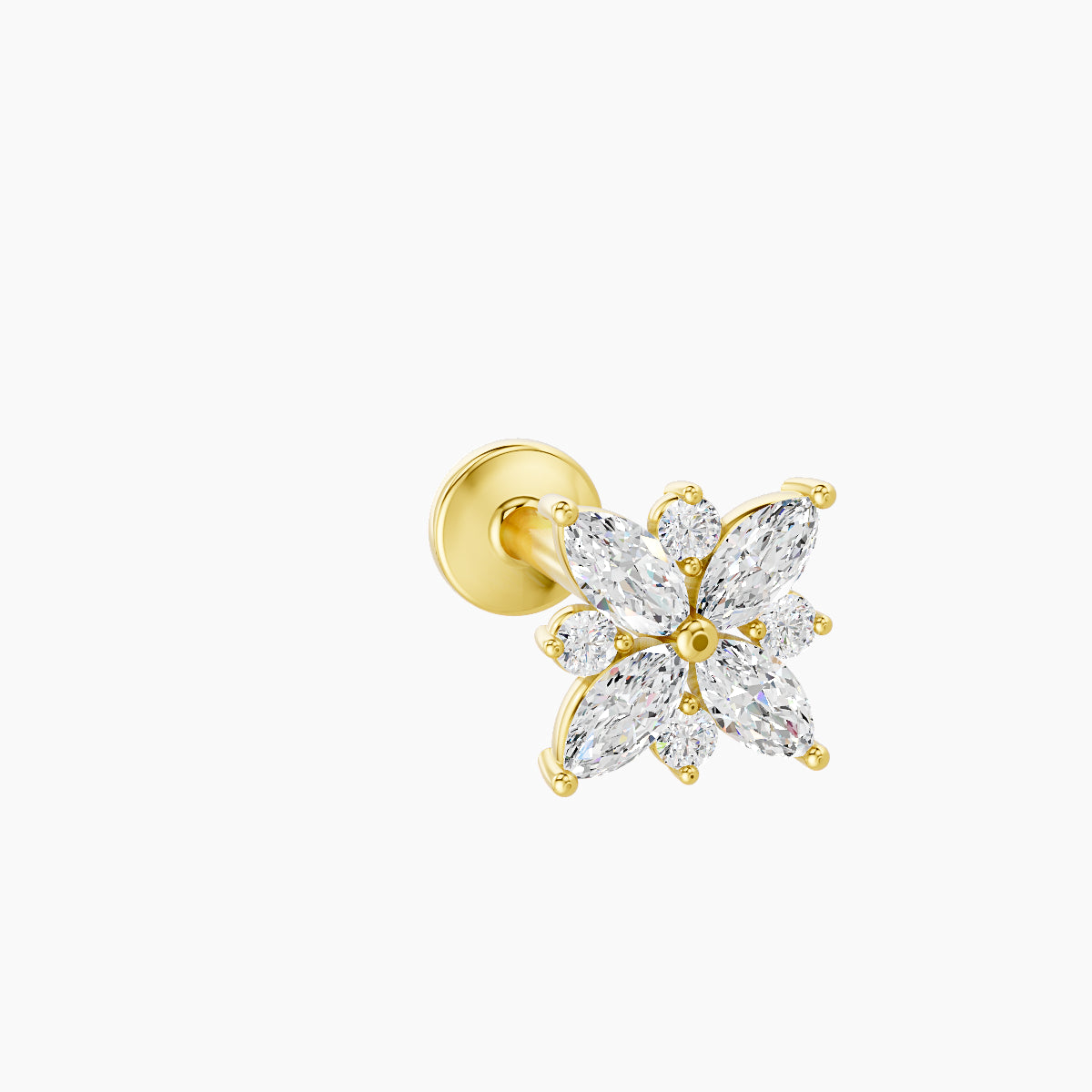 Aurore | 18k Yellow Gold 5.5 mm 8 mm Flower Diamond Piercing
