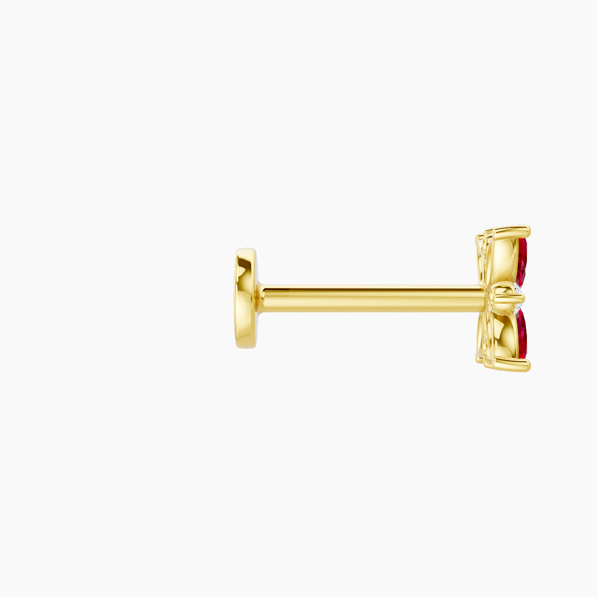 Aurore | 18k Yellow Gold 8 mm 5.5 mm Flower Ruby & Diamond Piercing