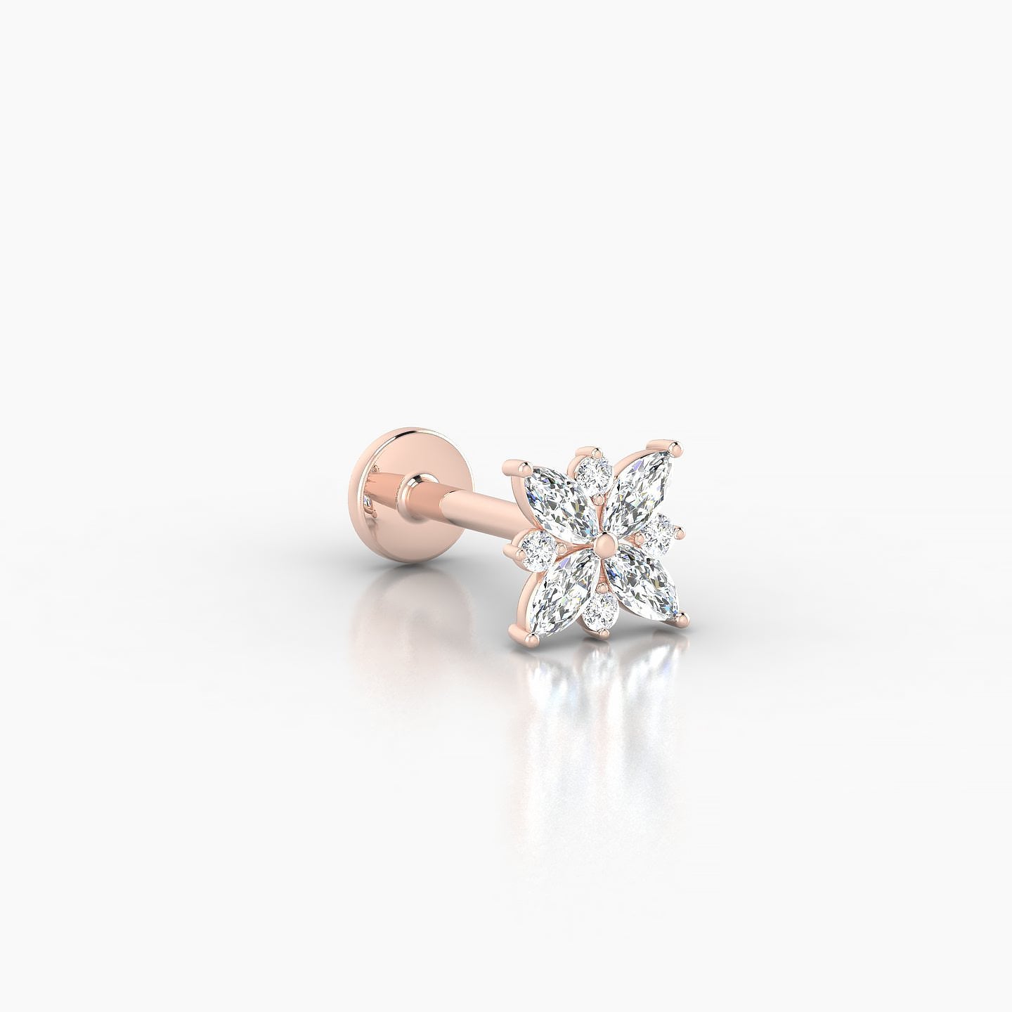 Aurore | 18k Rose Gold 5.5 mm 8 mm Flower Diamond Piercing