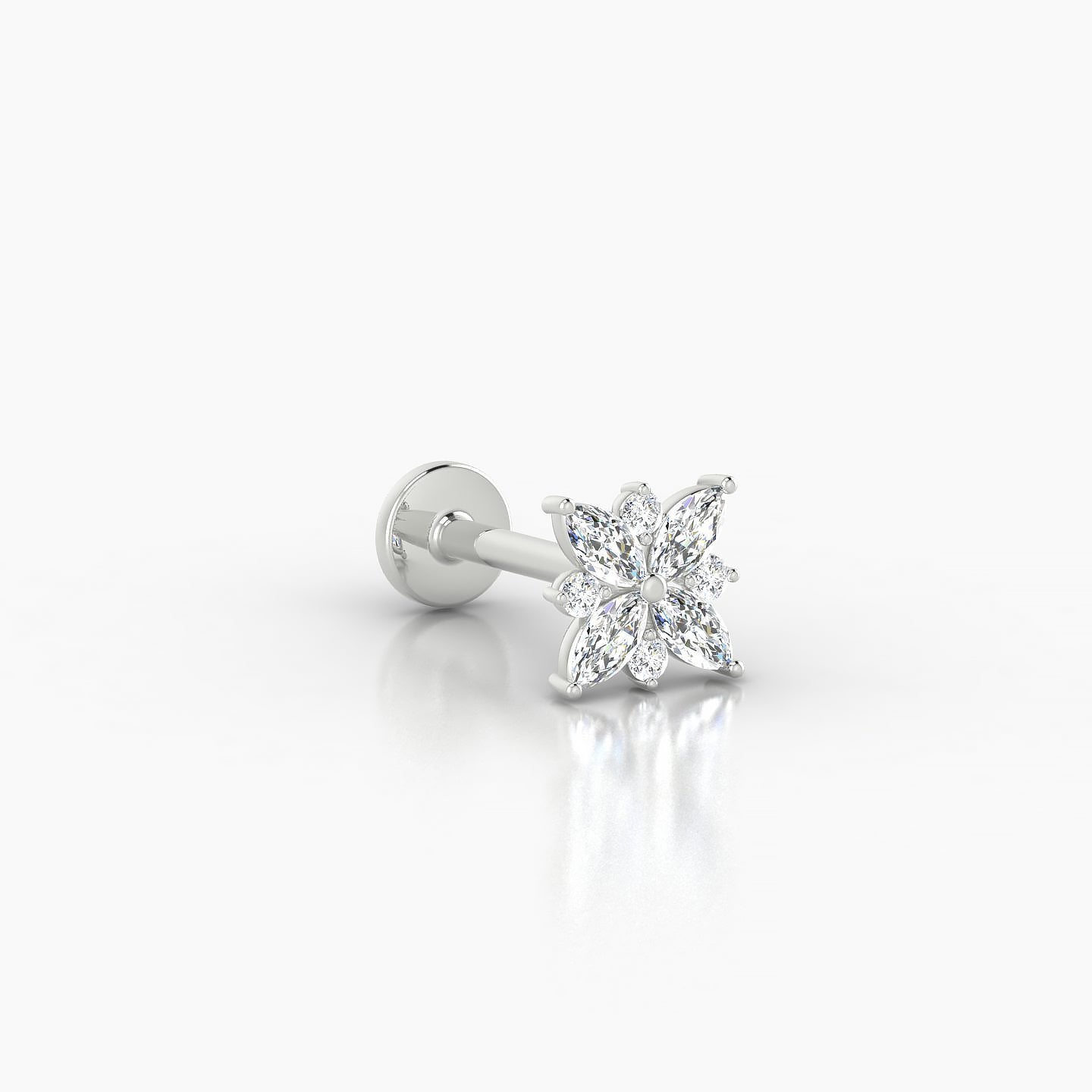 Aurore | 18k White Gold 5.5 mm 8 mm Flower Diamond Piercing