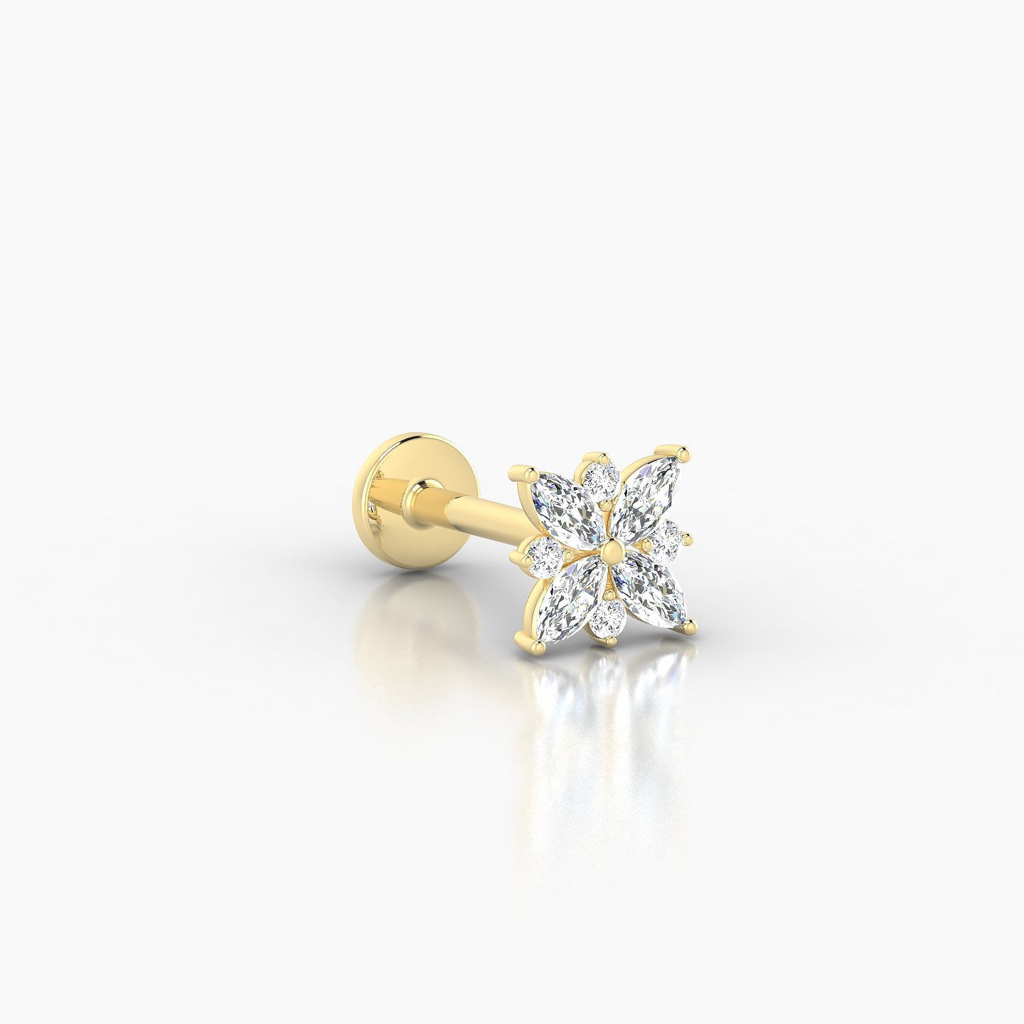 Aurore | 18k Yellow Gold 5.5 mm 8 mm Flower Diamond Piercing