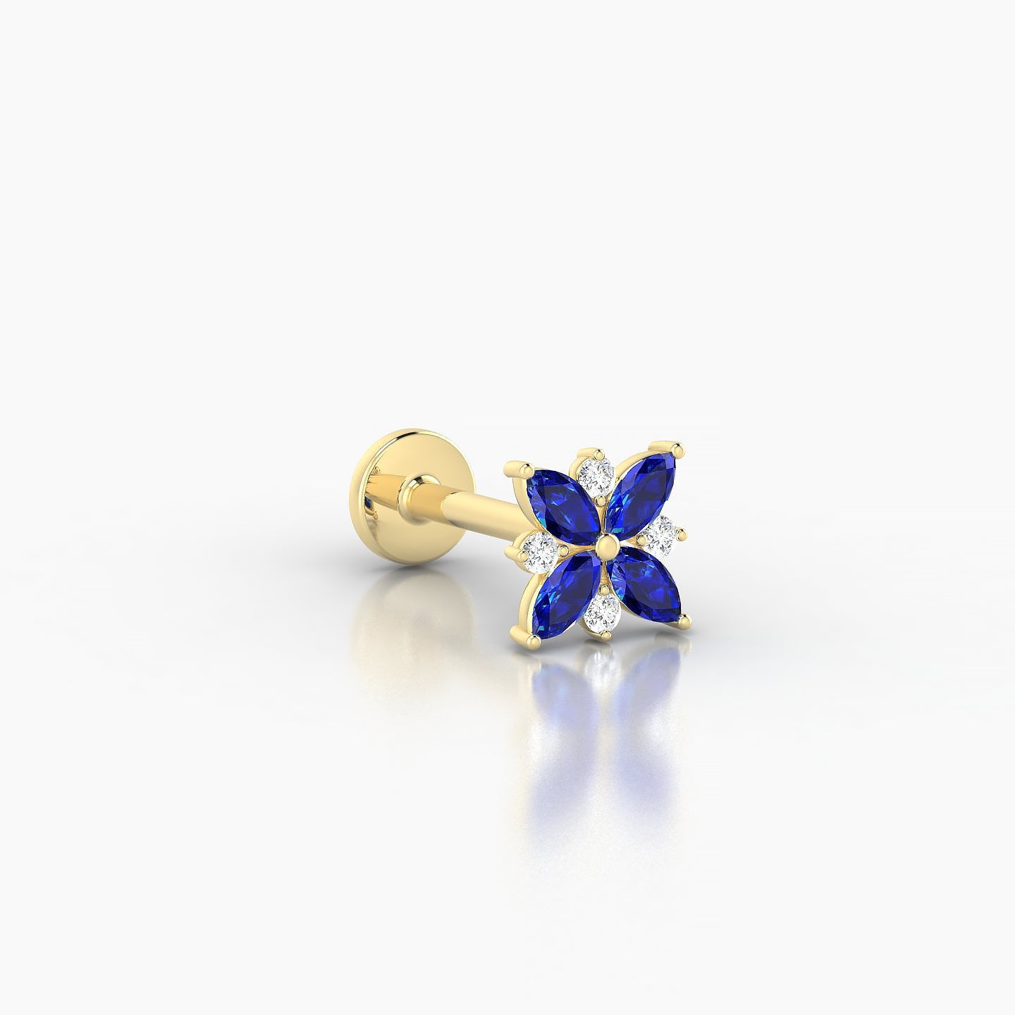 Aurore | 18k Yellow Gold 8 mm 5.5 mm Flower Sapphire & Diamond Piercing