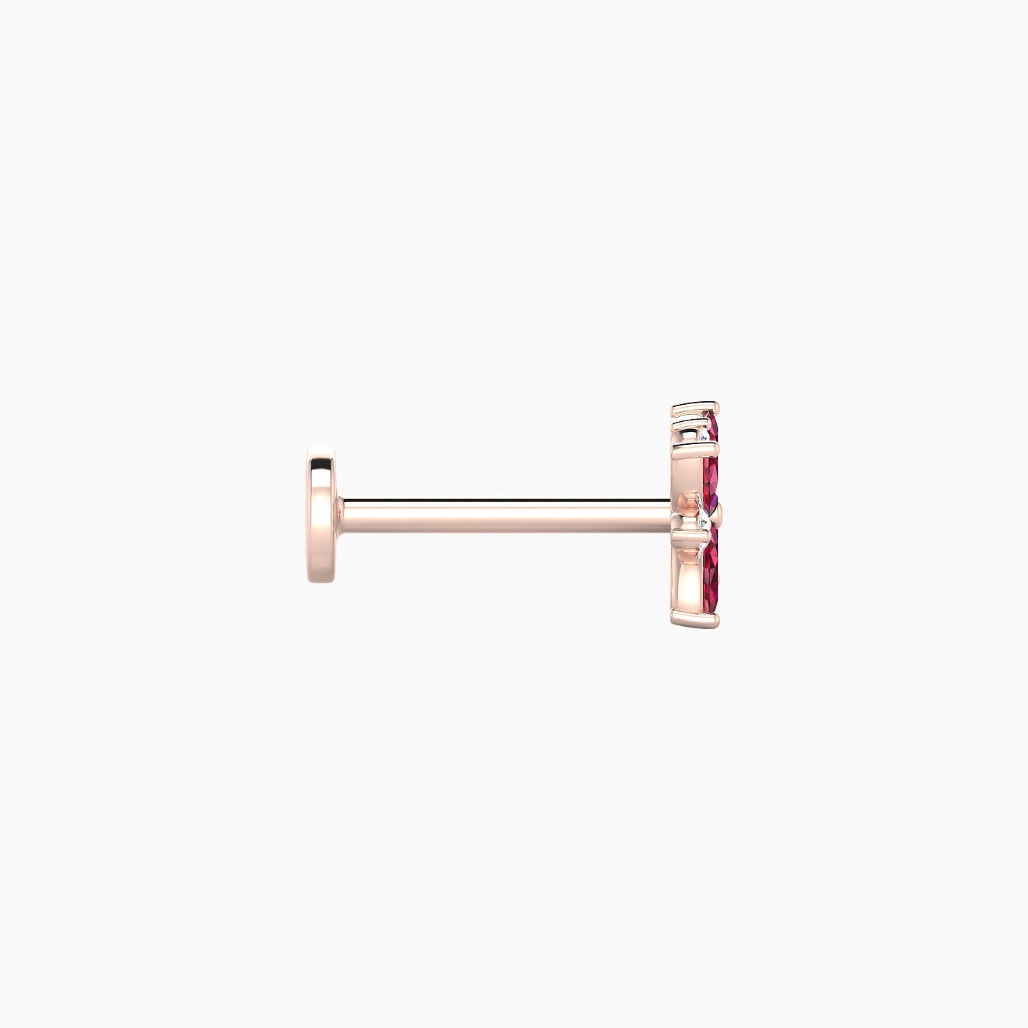 Aurore | 18k Rose Gold 8 mm 5.5 mm Flower Ruby & Diamond Piercing