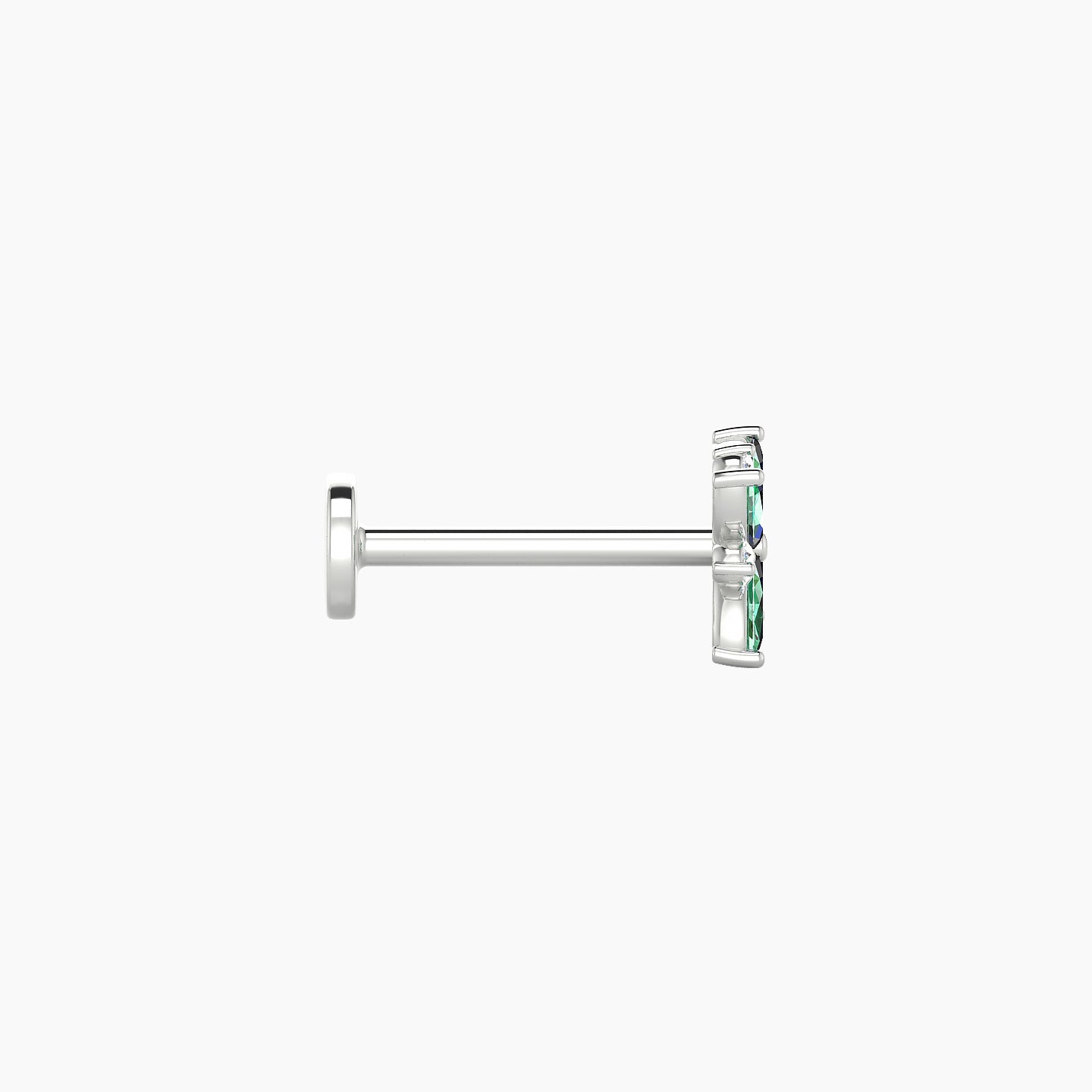 Aurore | 18k White Gold 8 mm 5.5 mm Flower Emerald & Diamond Piercing