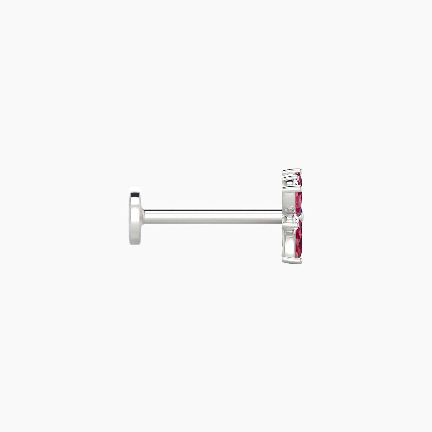 Aurore | 18k White Gold 8 mm 5.5 mm Flower Ruby & Diamond Piercing