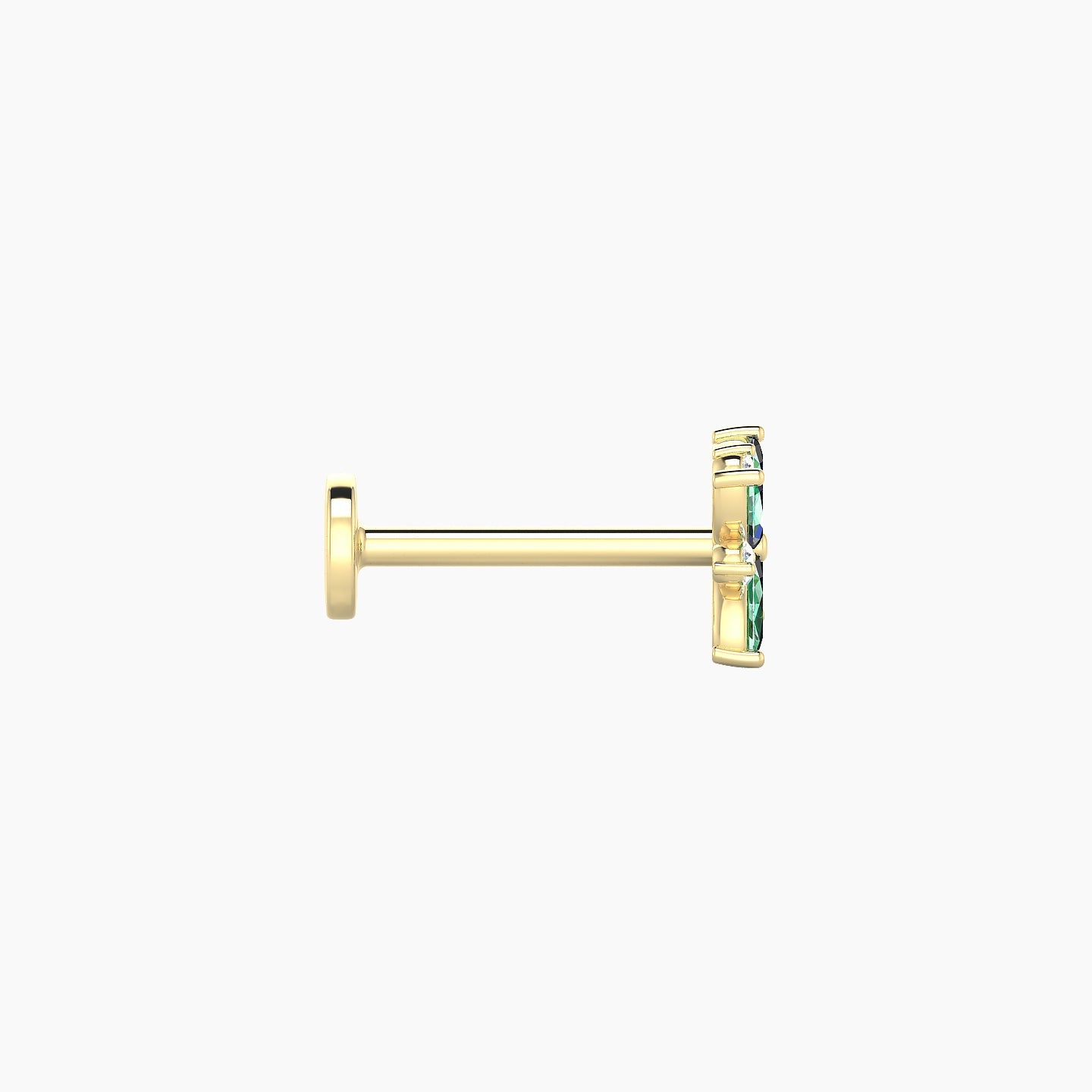 Aurore | 18k Yellow Gold 8 mm 5.5 mm Flower Emerald & Diamond Piercing