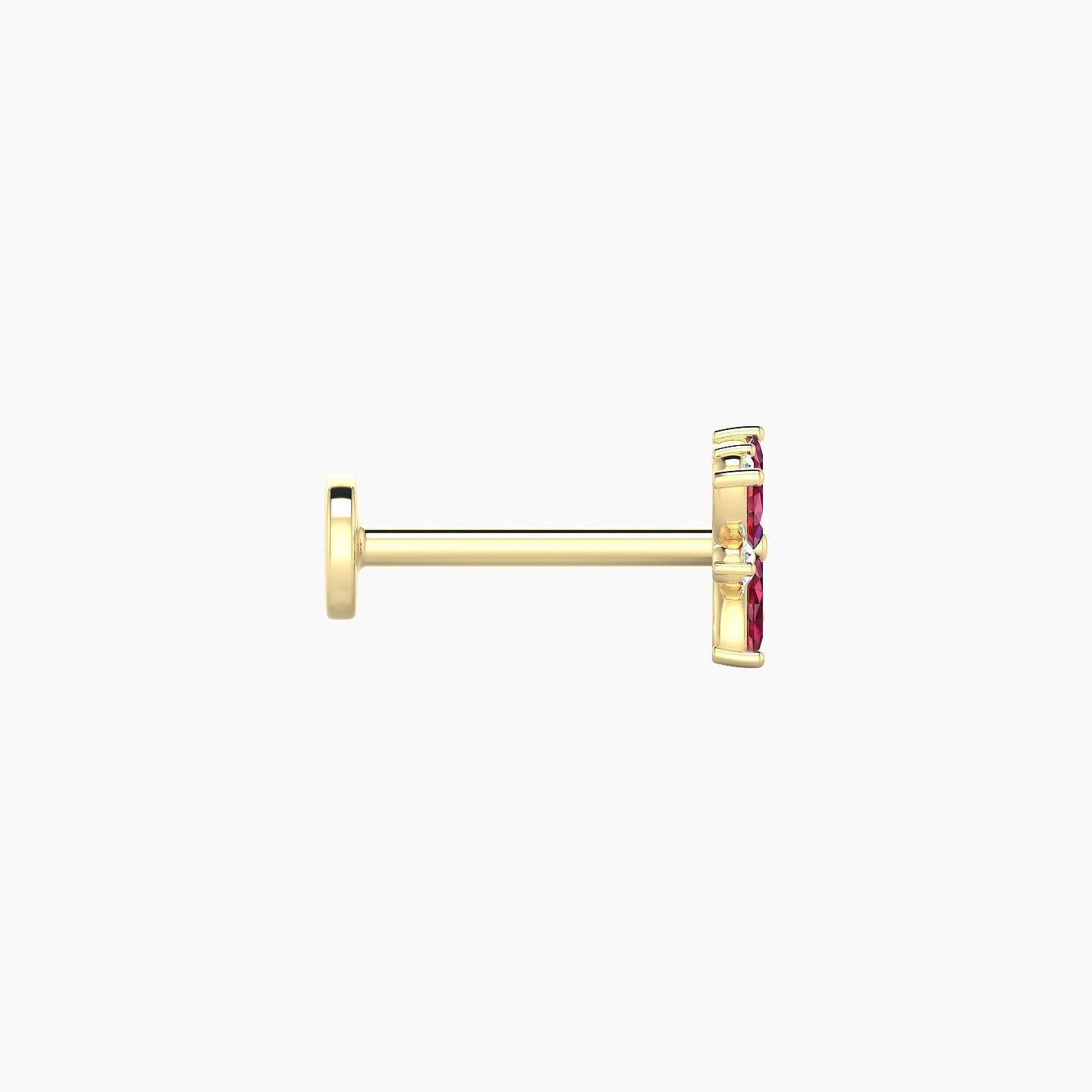 Aurore | 18k Yellow Gold 8 mm 5.5 mm Flower Ruby & Diamond Piercing