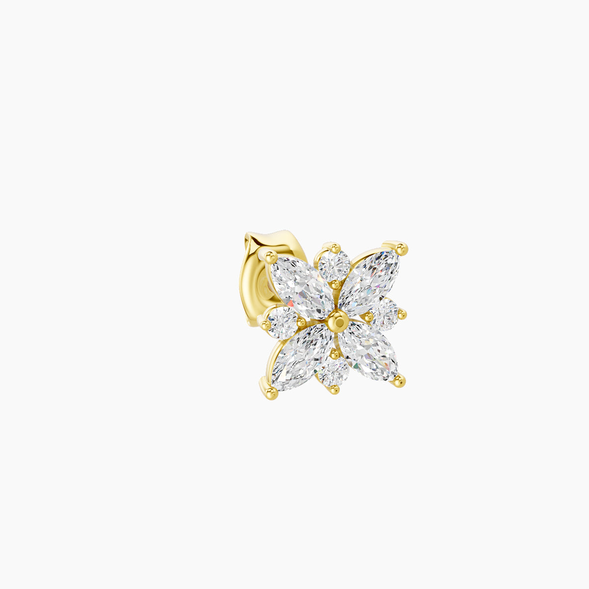 Aurore | 18k Yellow Gold 5.5 mm Flower Diamond Earring