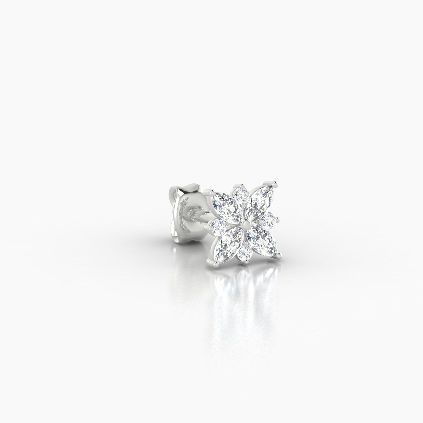Aurore | 18k White Gold 5.5 mm Flower Diamond Earring