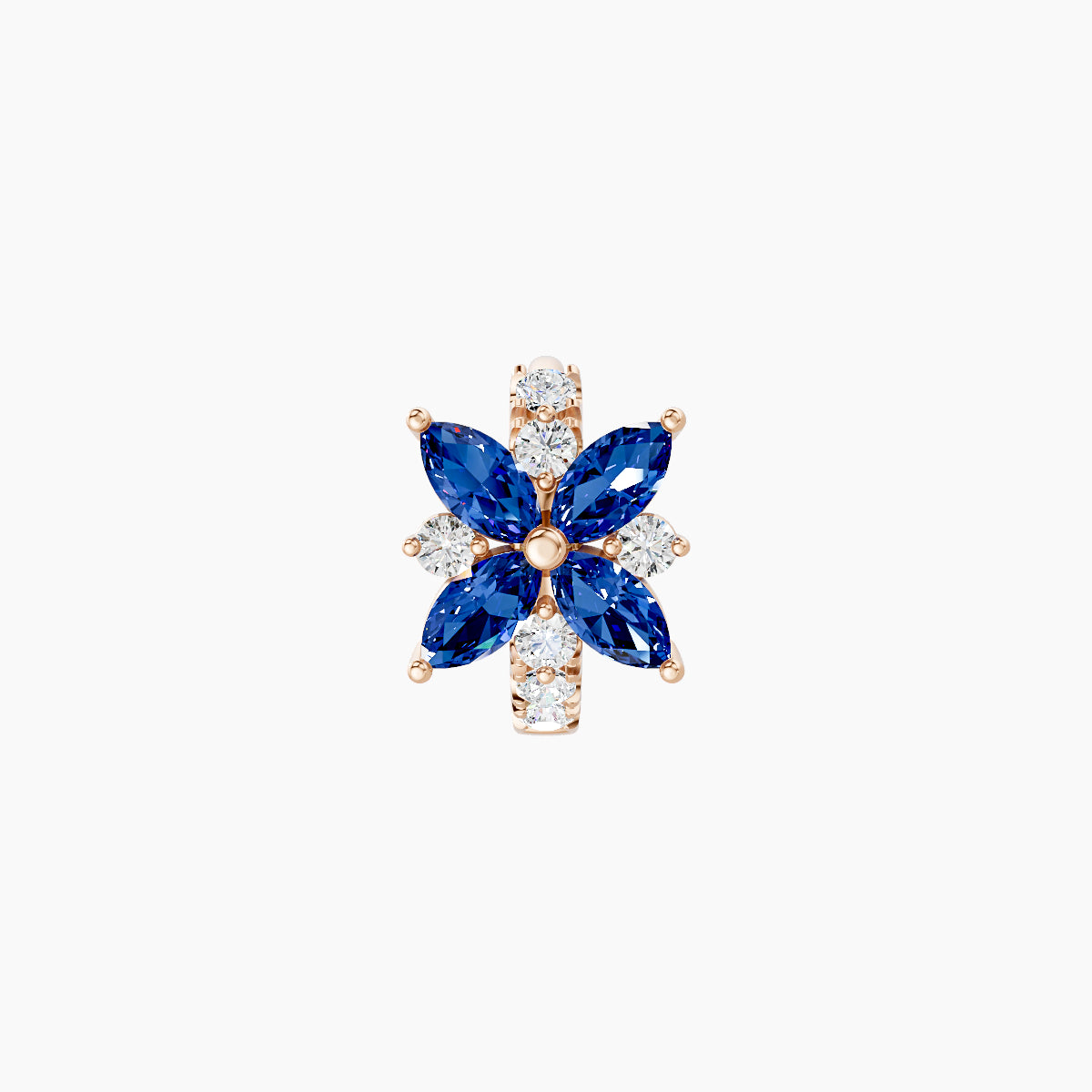 Aurore | 18k Rose Gold 5 mm Flower Sapphire & Diamond Hoop Piercing