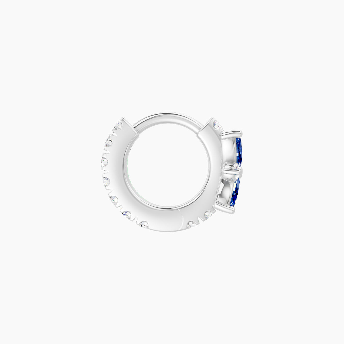 Aurore | 18k White Gold 5 mm Flower Sapphire & Diamond Hoop Piercing