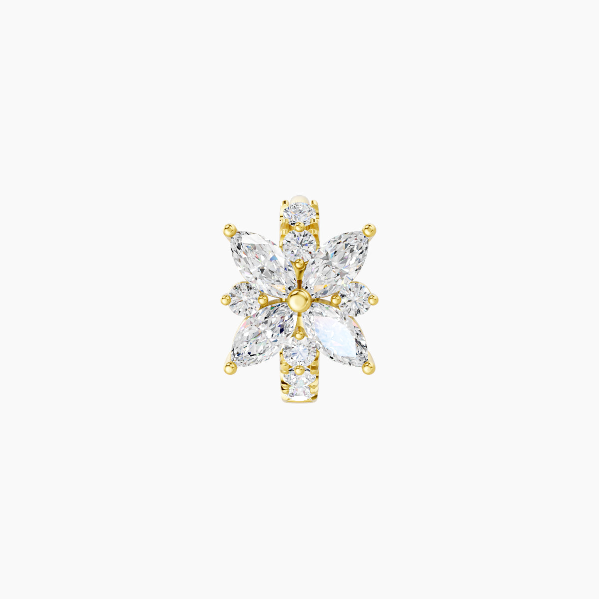 Aurore | 18k Yellow Gold 5 mm Flower Diamond Hoop Piercing