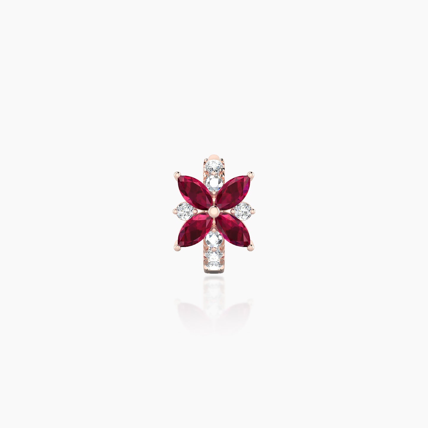 Aurore | 18k Rose Gold 5 mm Flower Ruby & Diamond Hoop Piercing