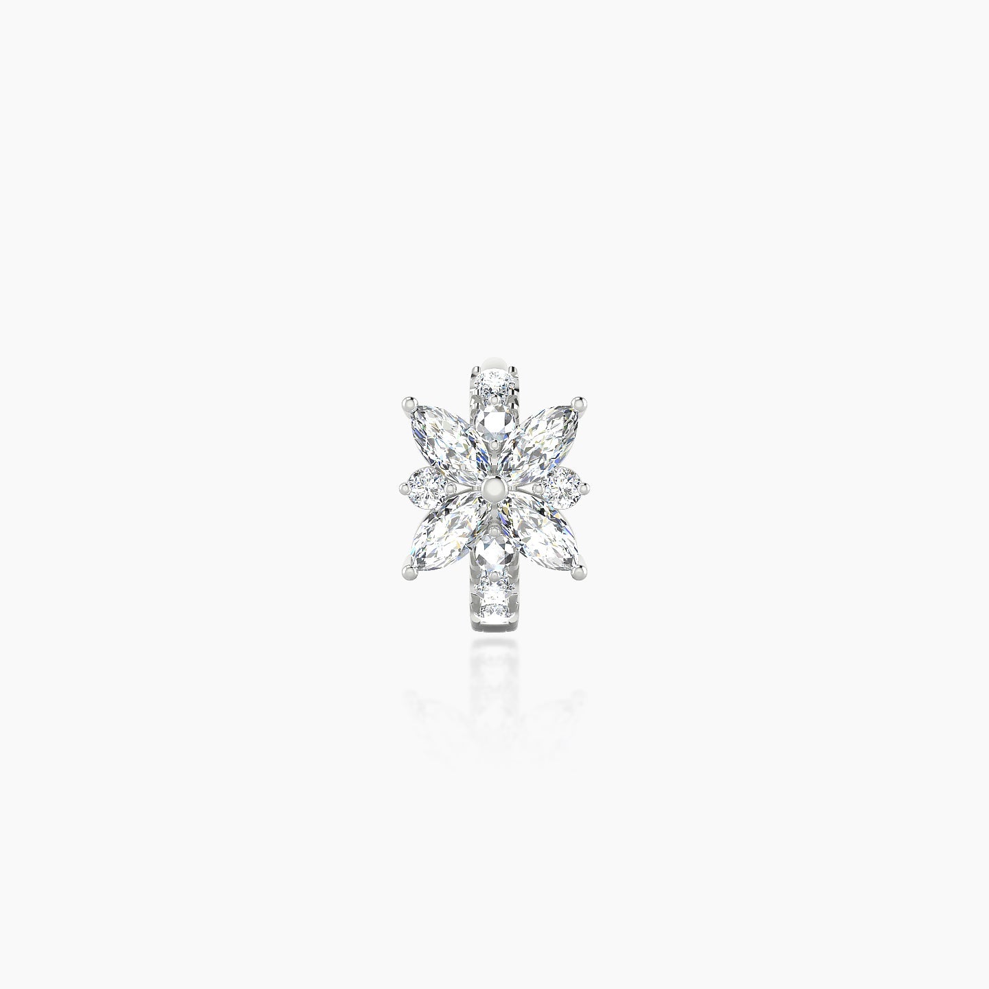 Aurore | 18k White Gold 5 mm Flower Diamond Hoop Piercing