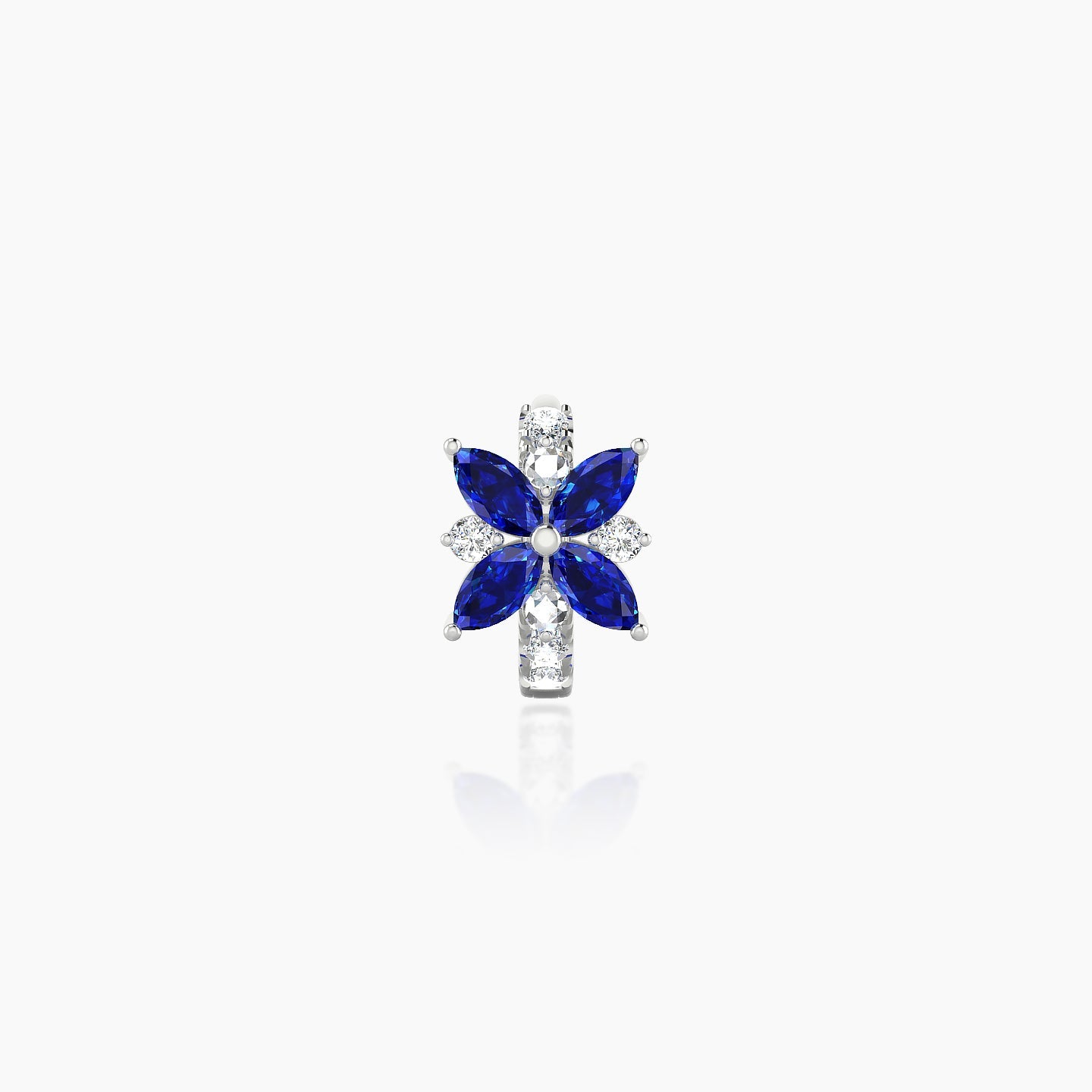 Aurore | 18k White Gold 5 mm Flower Sapphire & Diamond Hoop Piercing