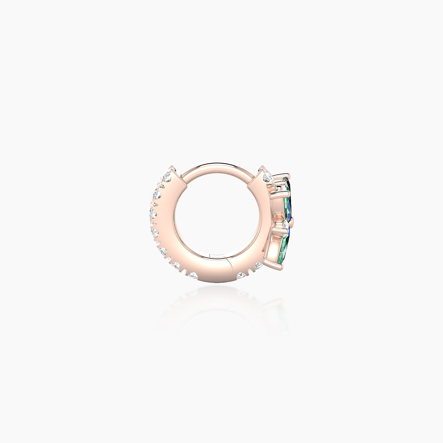 Aurore | 18k Rose Gold 5 mm Flower Emerald & Diamond Hoop Piercing