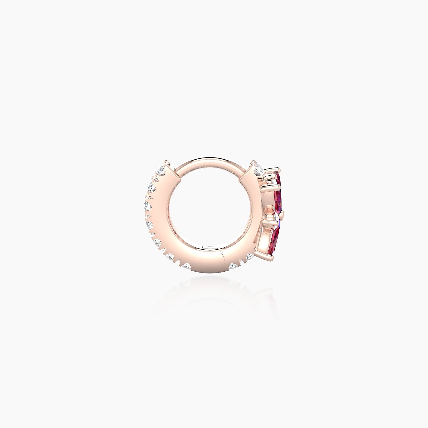 Aurore | 18k Rose Gold 5 mm Flower Ruby & Diamond Hoop Piercing