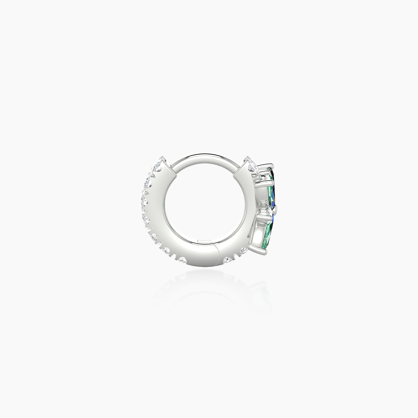 Aurore | 18k White Gold 5 mm Flower Emerald & Diamond Hoop Piercing