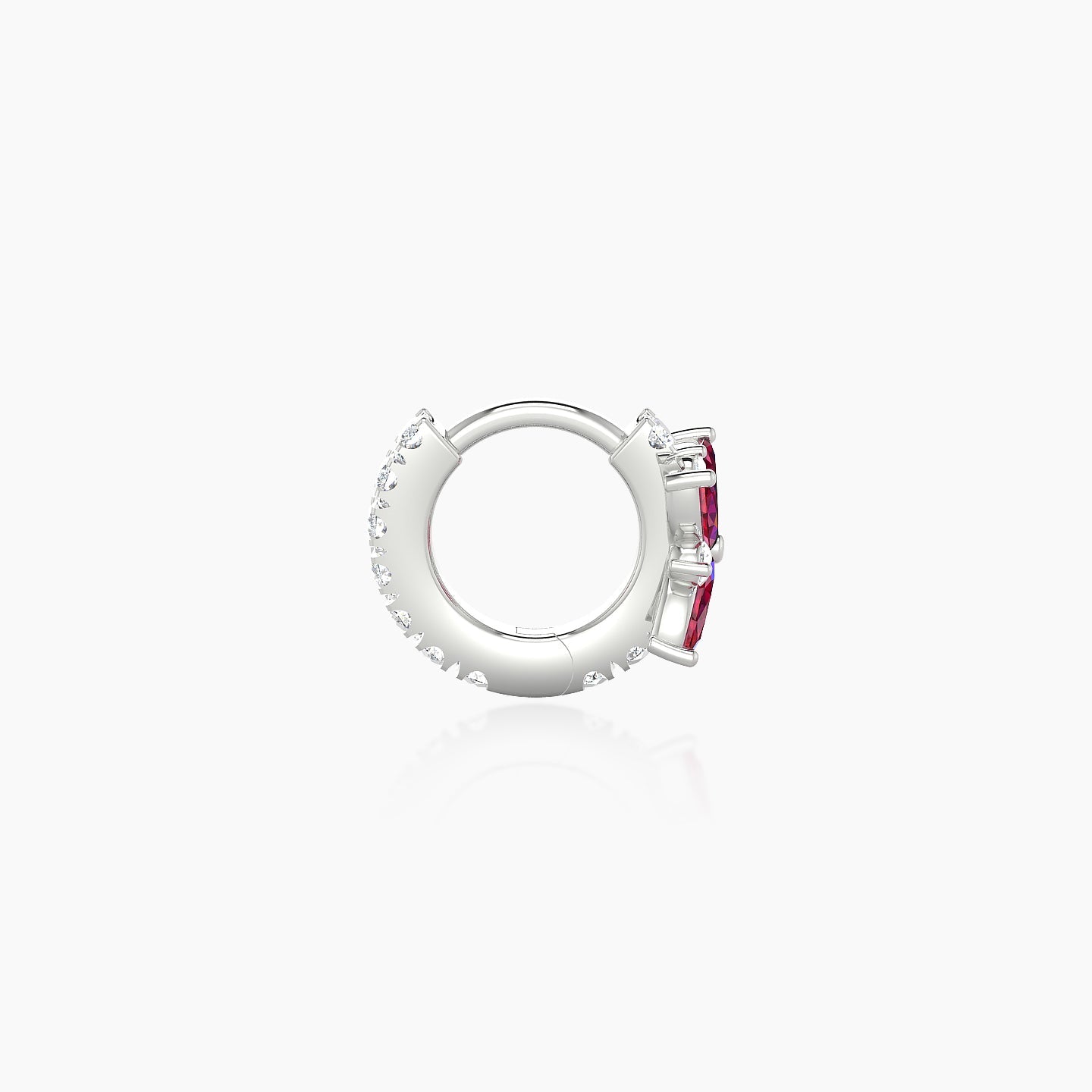 Aurore | 18k White Gold 5 mm Flower Ruby & Diamond Hoop Piercing