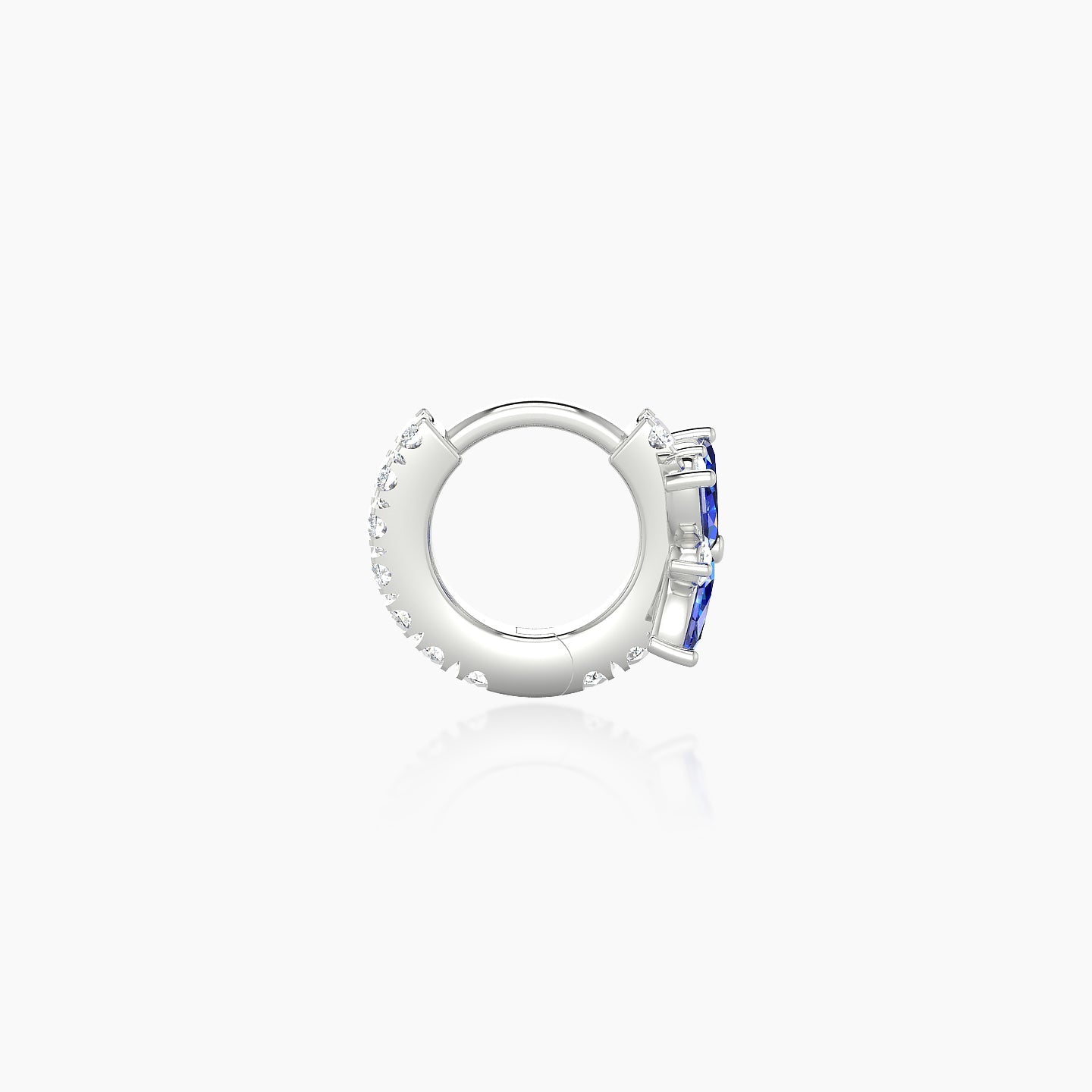 Aurore | 18k White Gold 5 mm Flower Sapphire & Diamond Hoop Piercing