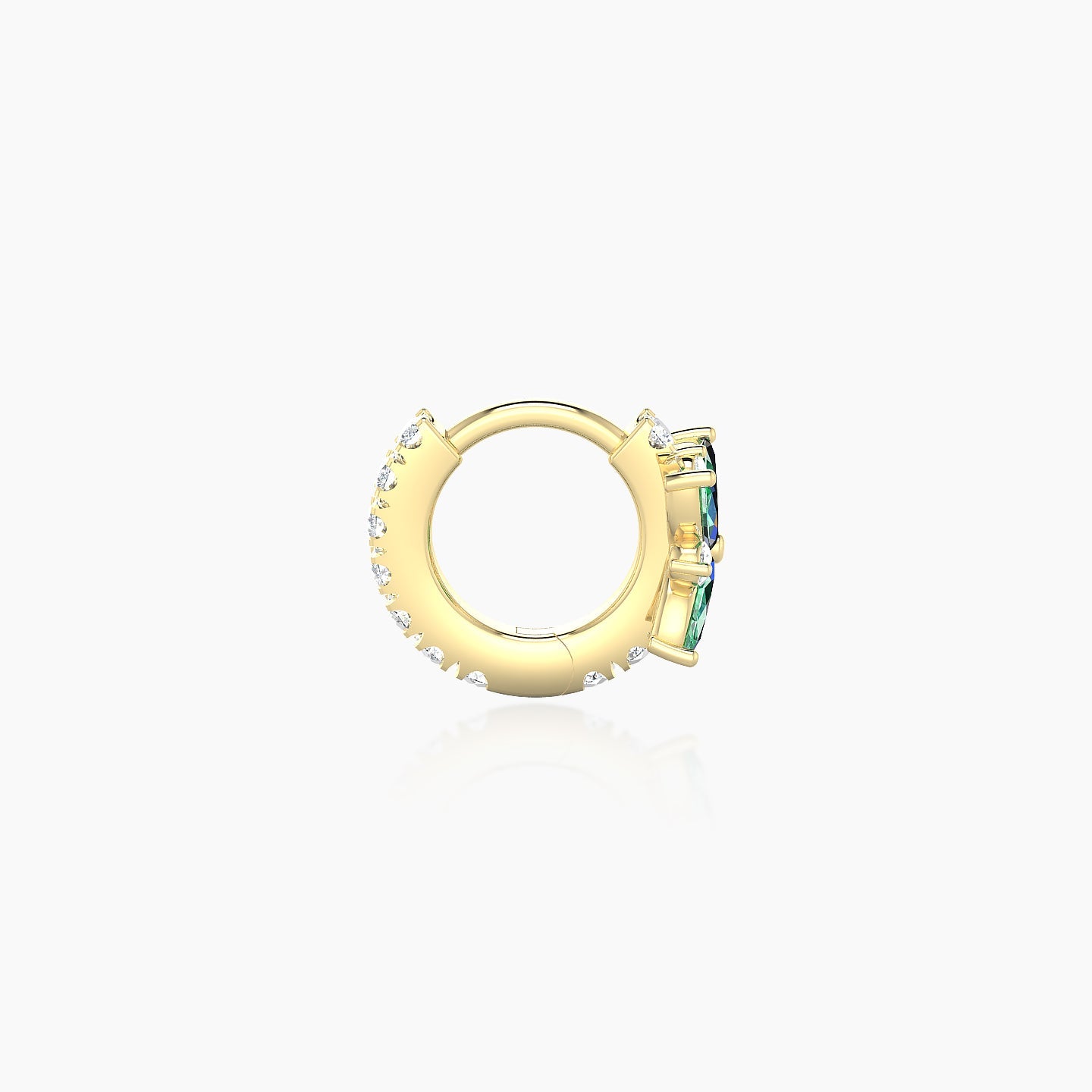 Aurore | 18k Yellow Gold 5 mm Flower Emerald & Diamond Hoop Piercing