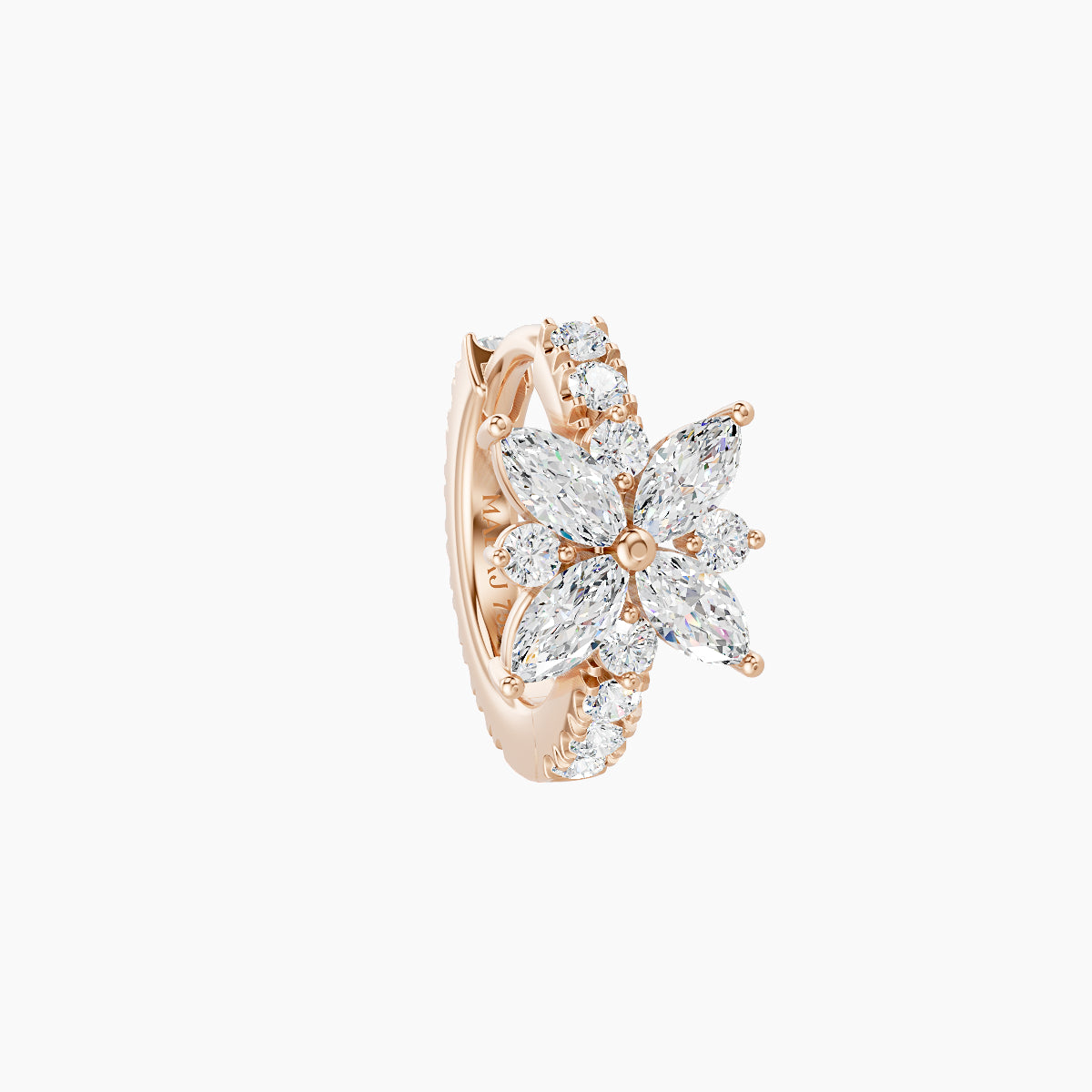 Aurore | 18k Rose Gold 6.5 mm Flower Diamond Hoop Piercing