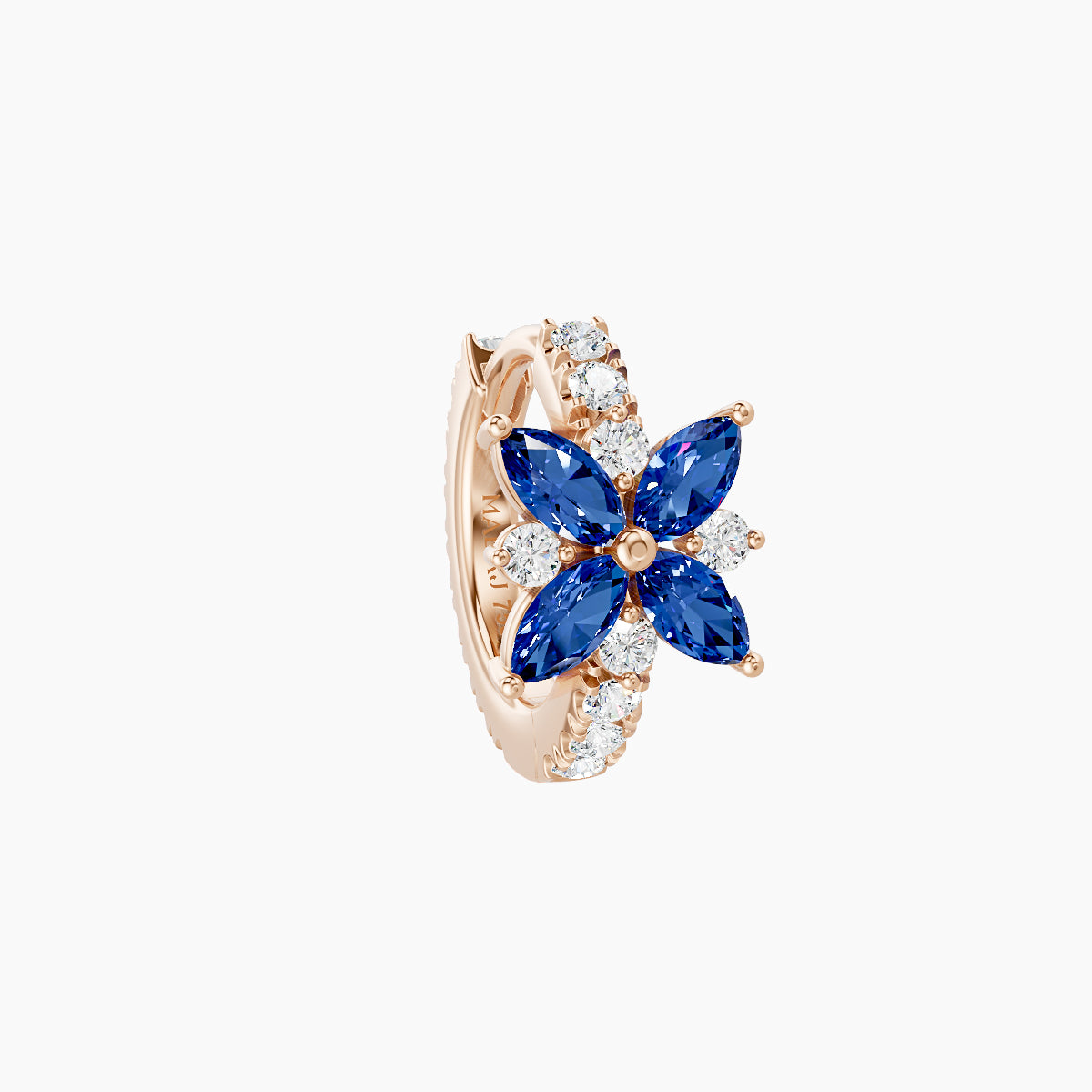 Aurore | 18k Rose Gold 6.5 mm Flower Sapphire & Diamond Hoop Piercing