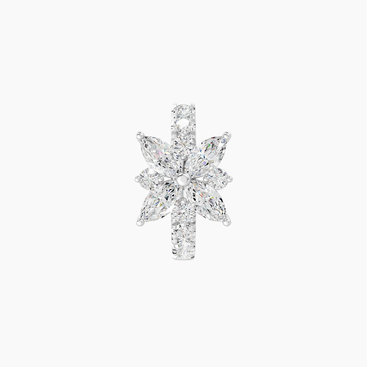 Aurore | 18k White Gold 6.5 mm Flower Diamond Hoop Piercing