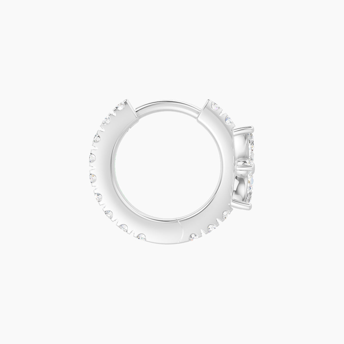 Aurore | 18k White Gold 6.5 mm Flower Diamond Hoop Piercing