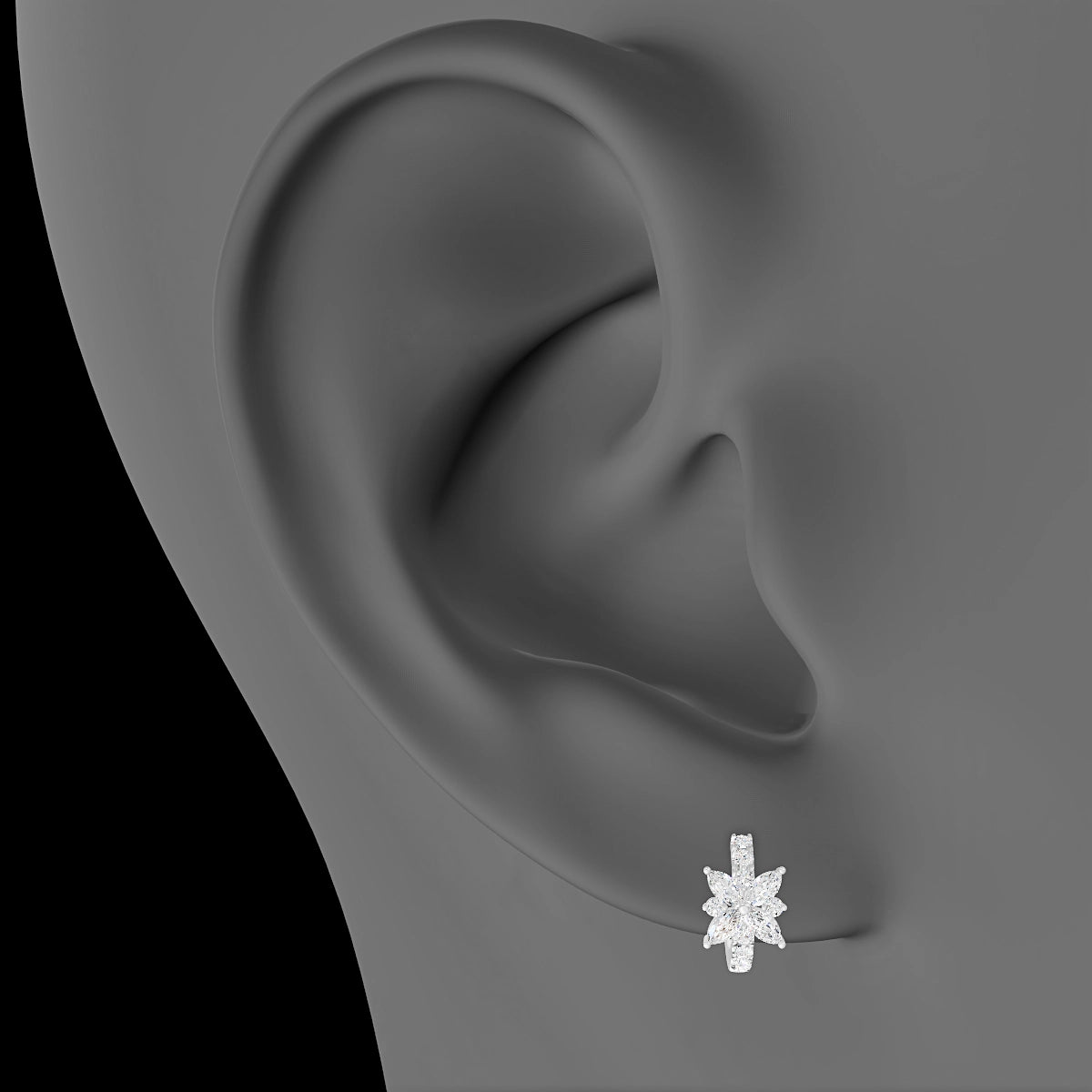 Aurore | 18k White Gold 6.5 mm Flower Diamond Hoop Piercing