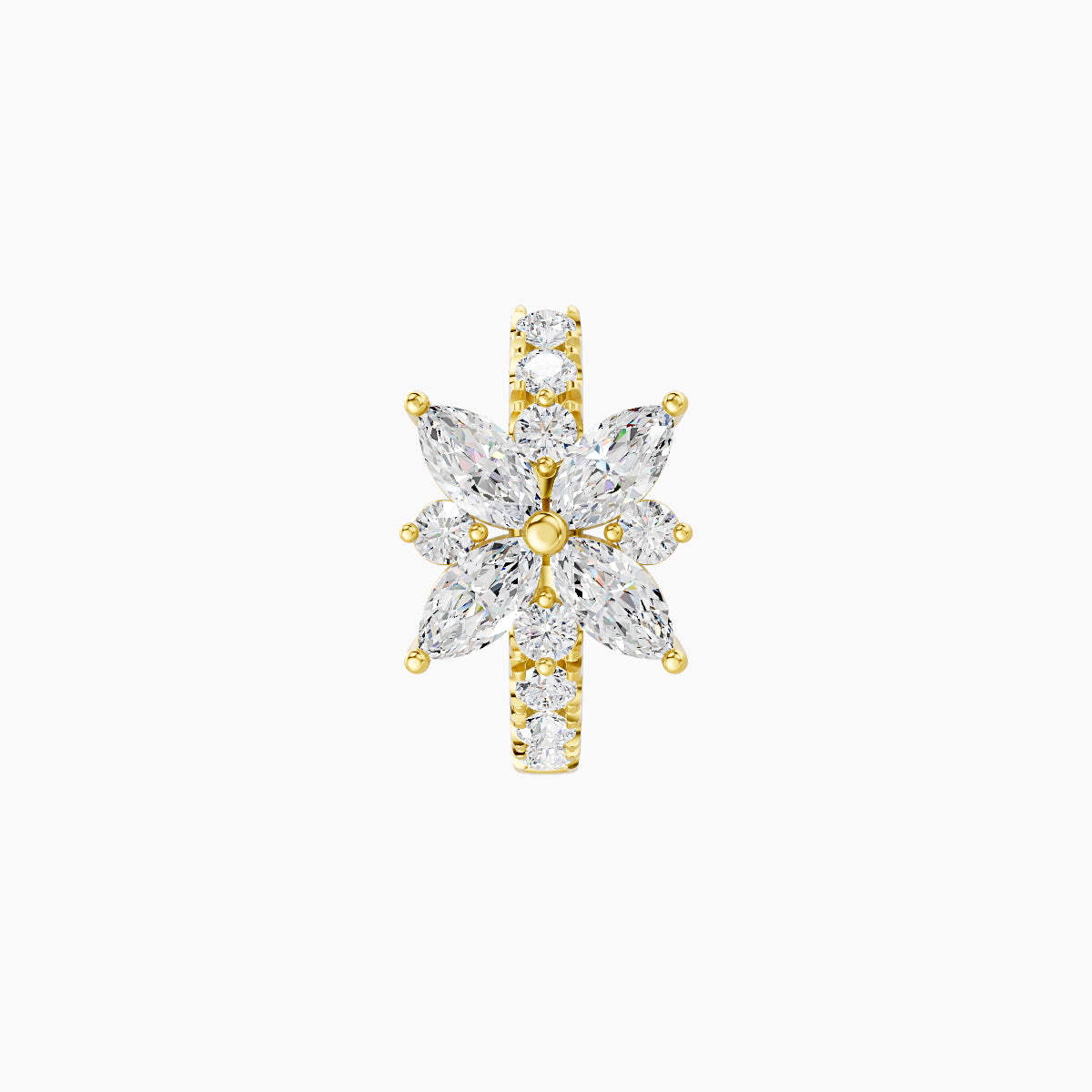 Aurore | 18k Yellow Gold 6.5 mm Flower Diamond Hoop Piercing