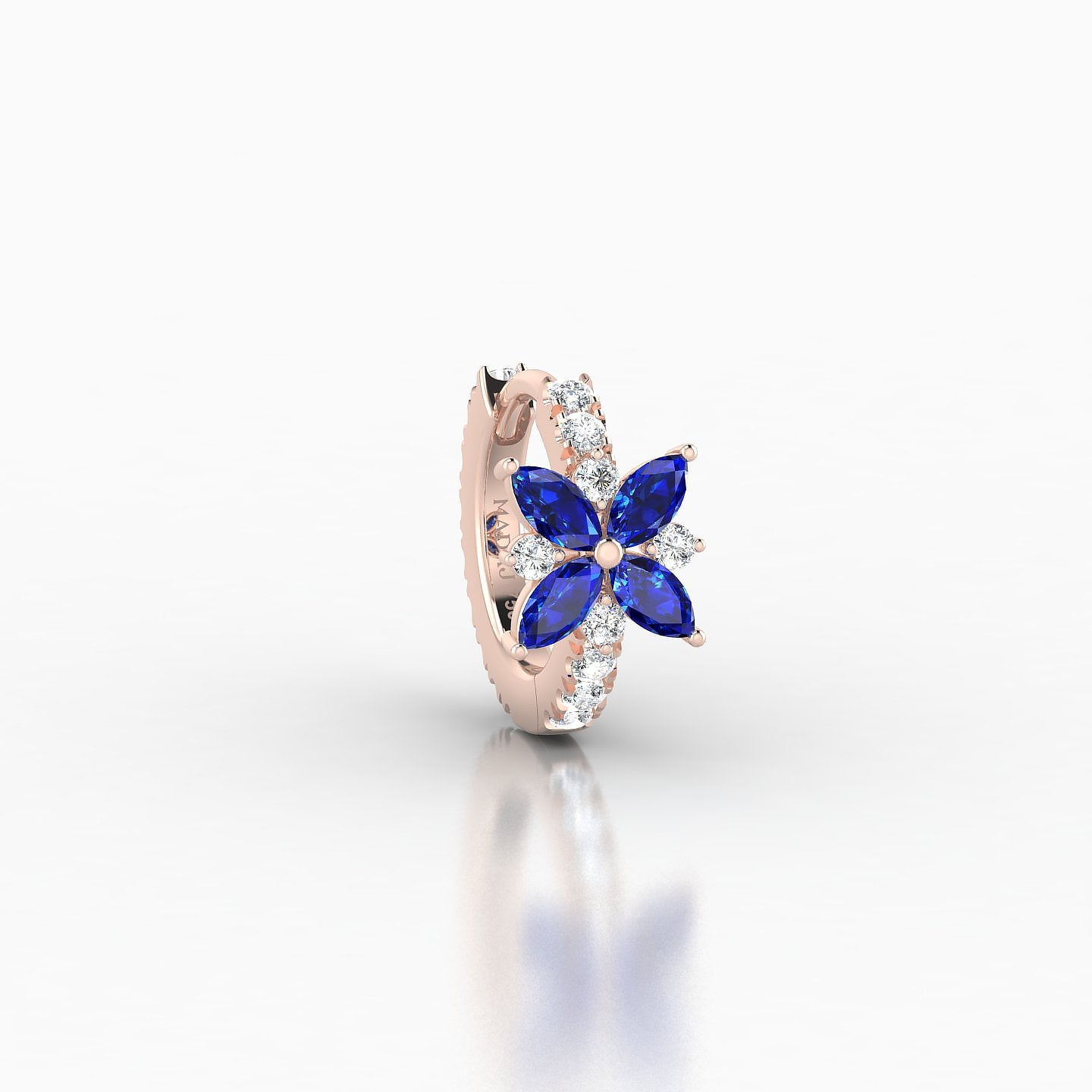 Aurore | 18k Rose Gold 6.5 mm Flower Sapphire & Diamond Hoop Piercing