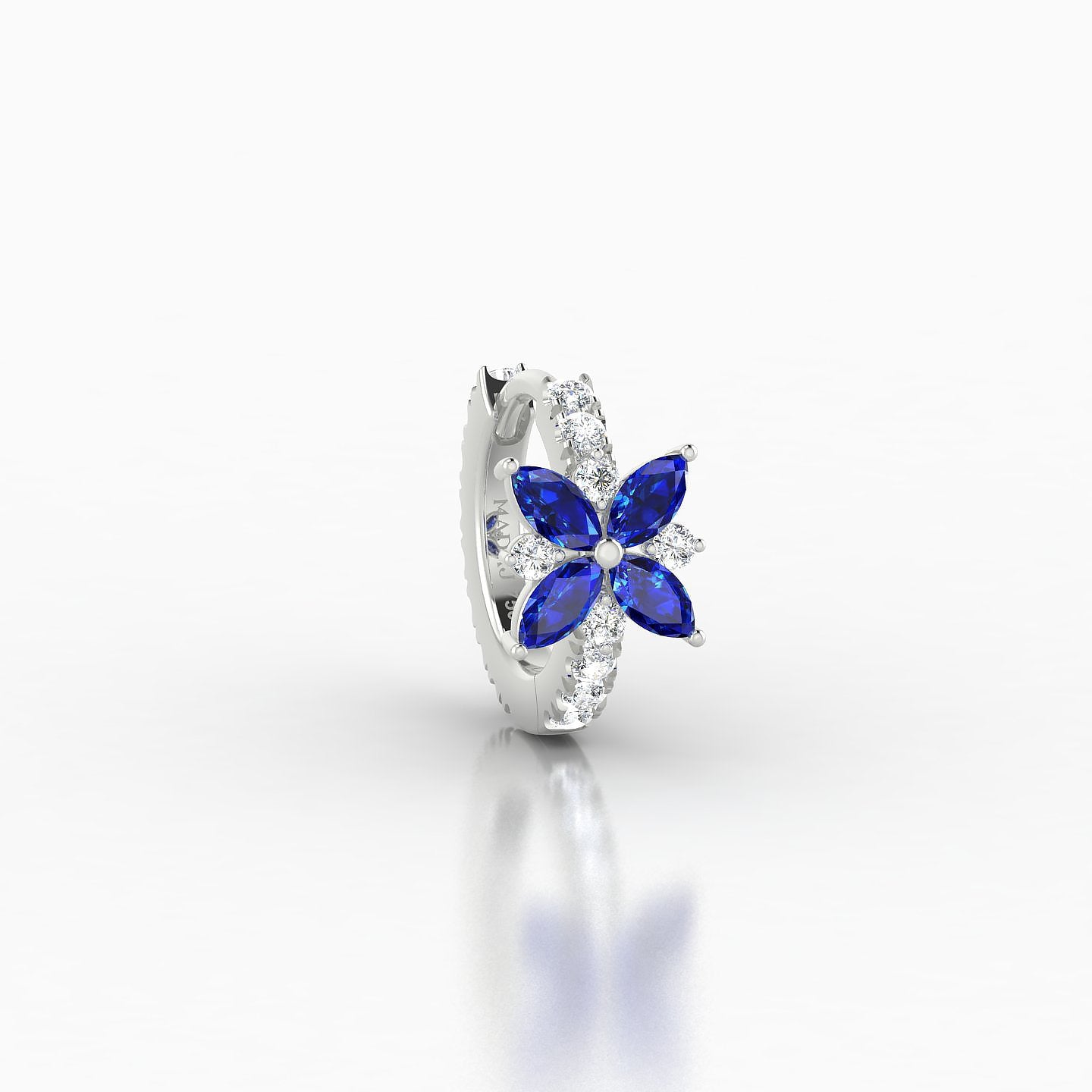 Aurore | 18k White Gold 6.5 mm Flower Sapphire & Diamond Hoop Piercing