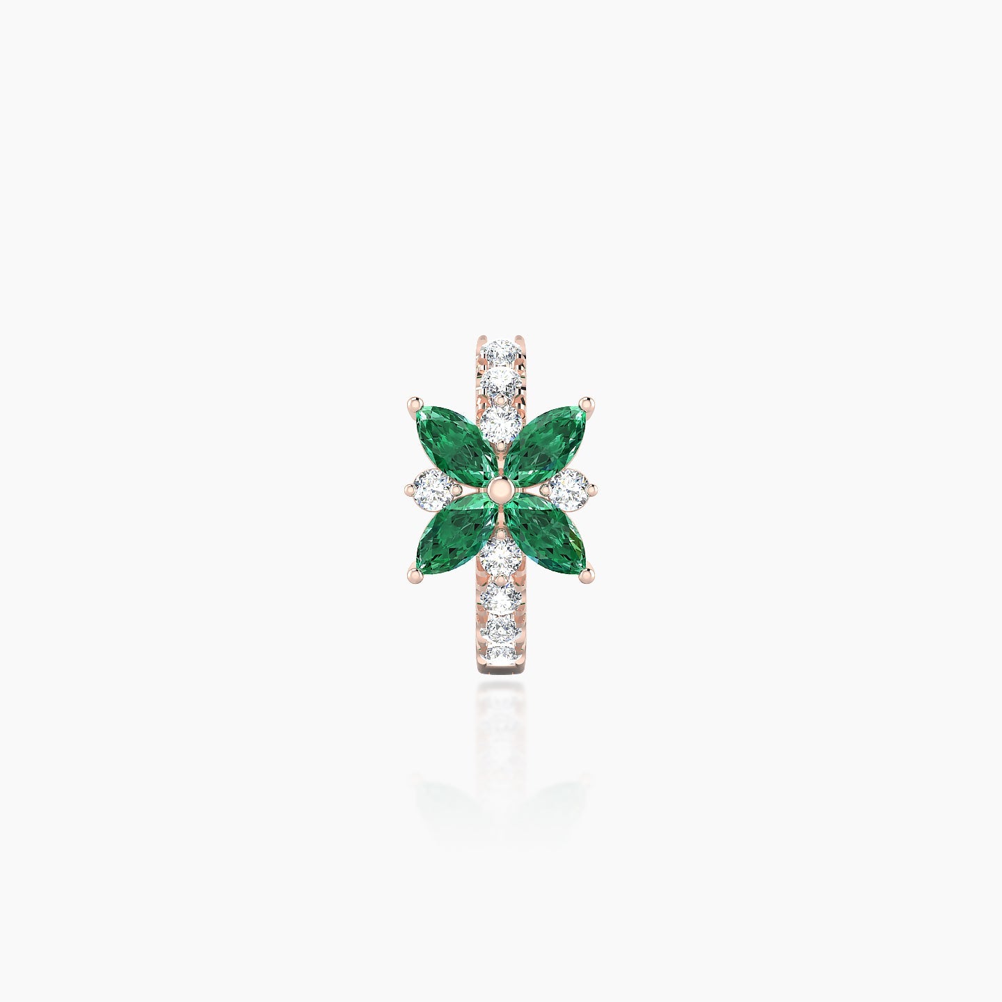 Aurore | 18k Rose Gold 6.5 mm Flower Emerald & Diamond Hoop Piercing