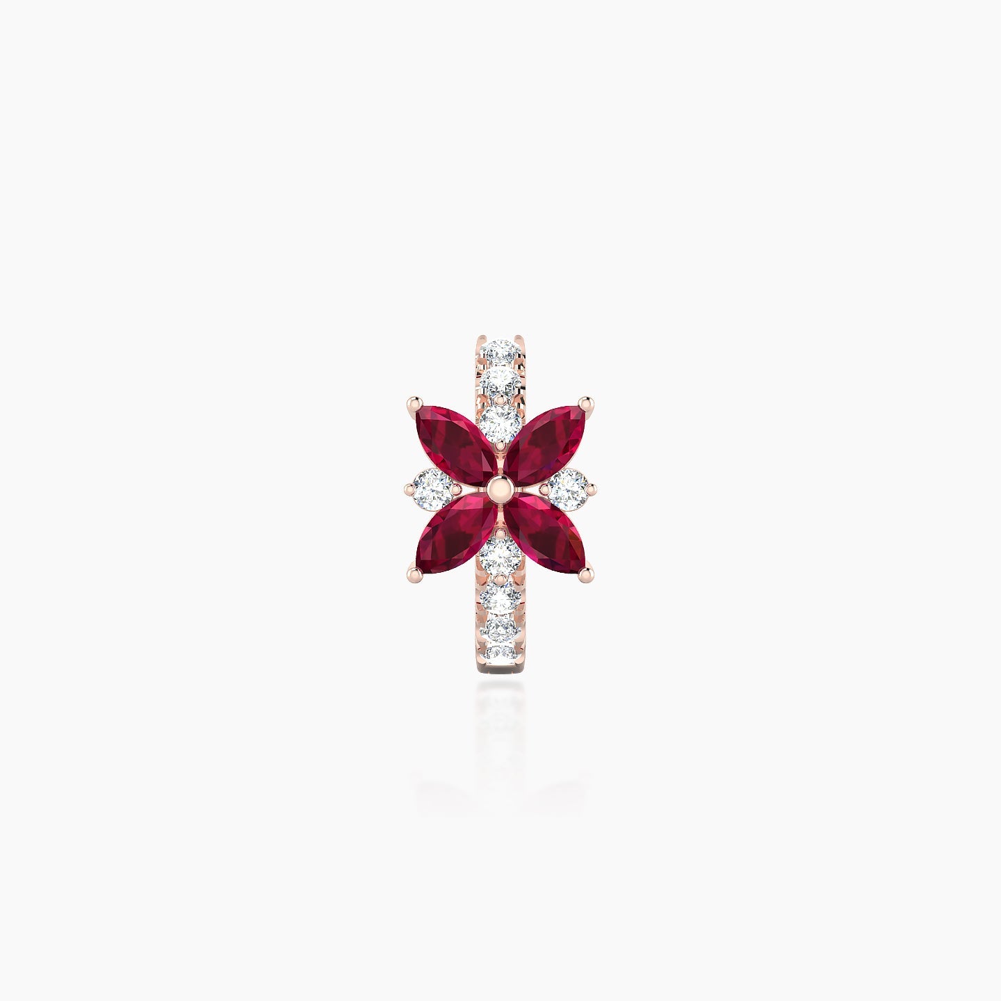 Aurore | 18k Rose Gold 6.5 mm Flower Ruby & Diamond Hoop Piercing