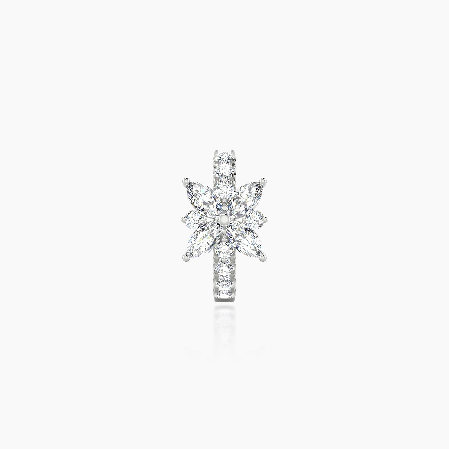 Aurore | 18k White Gold 6.5 mm Flower Diamond Hoop Piercing