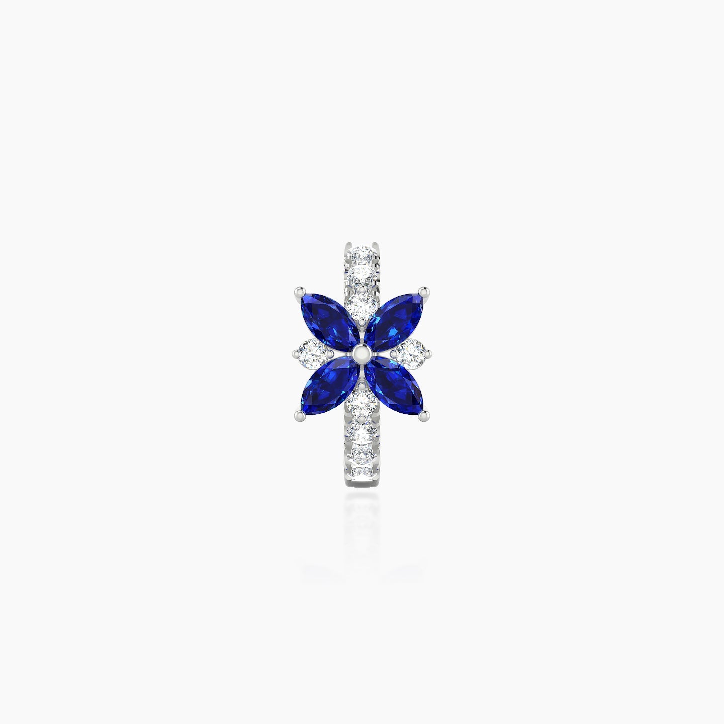 Aurore | 18k White Gold 6.5 mm Flower Sapphire & Diamond Hoop Piercing