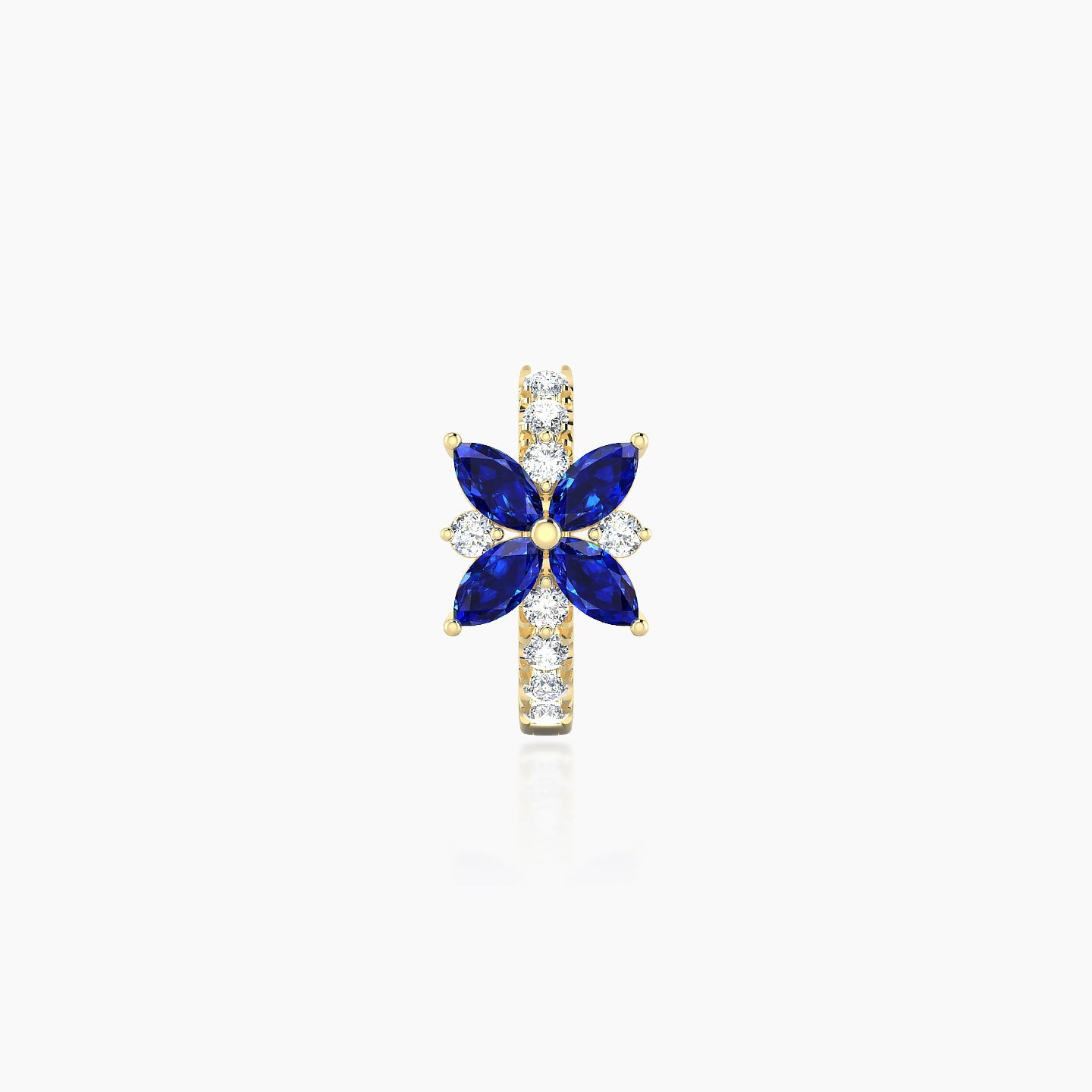 Aurore | 18k Yellow Gold 6.5 mm Flower Sapphire & Diamond Hoop Piercing