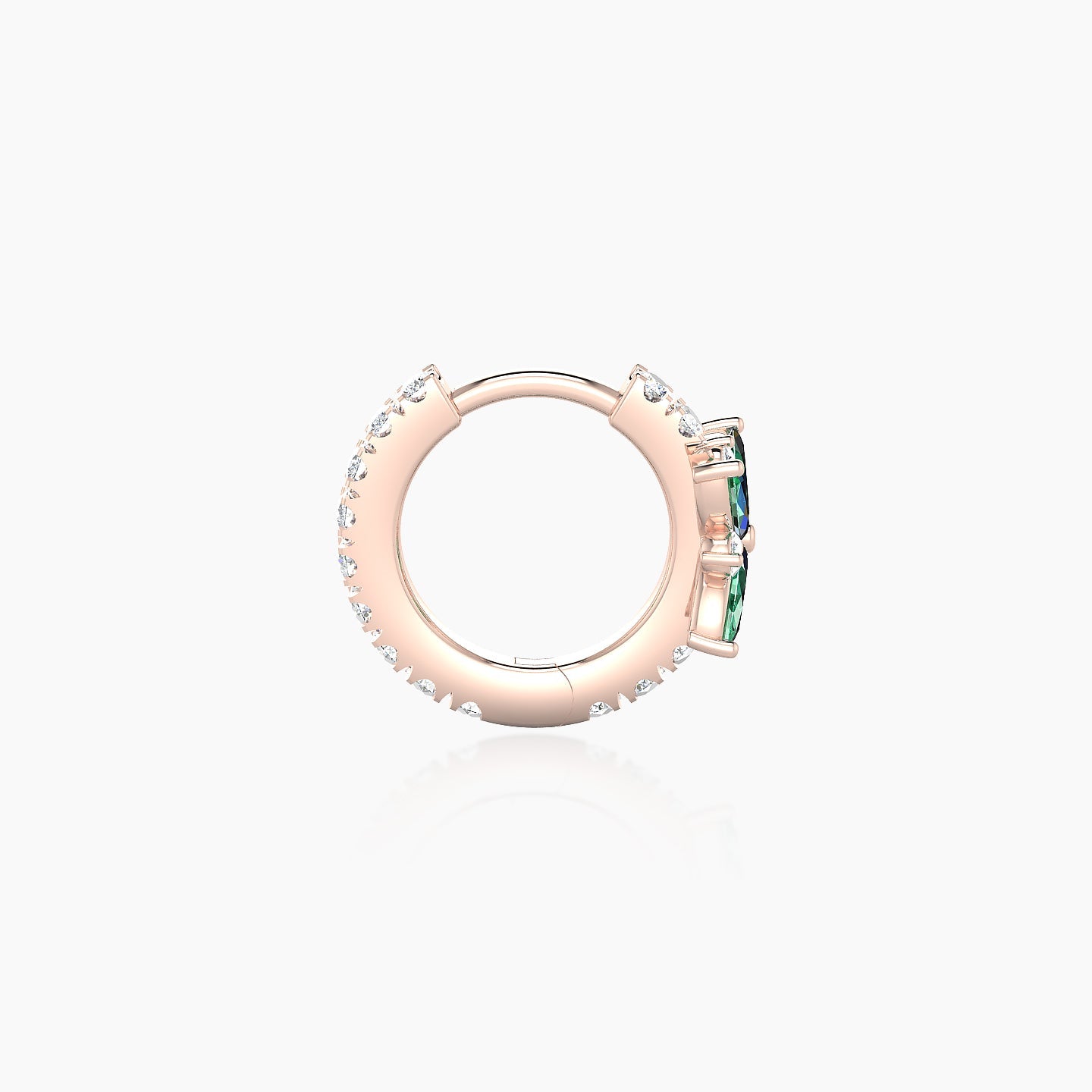 Aurore | 18k Rose Gold 6.5 mm Flower Emerald & Diamond Hoop Piercing