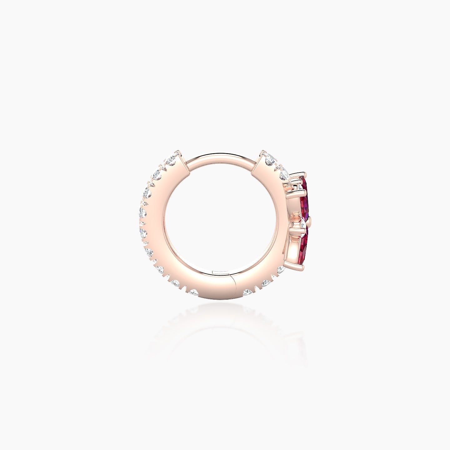 Aurore | 18k Rose Gold 6.5 mm Flower Ruby & Diamond Hoop Piercing