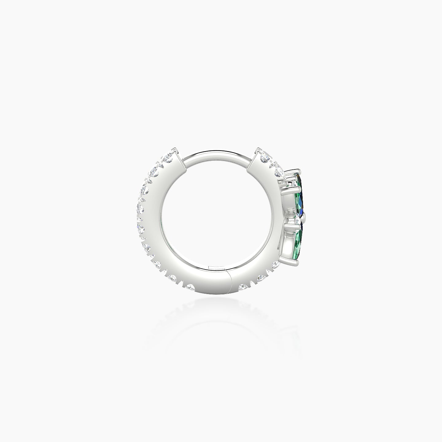 Aurore | 18k White Gold 6.5 mm Flower Emerald & Diamond Hoop Piercing