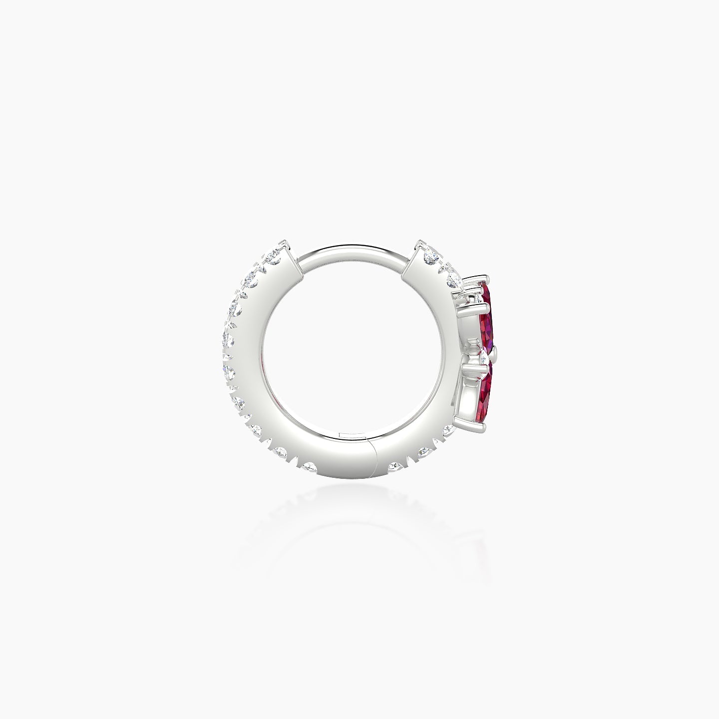 Aurore | 18k White Gold 6.5 mm Flower Ruby & Diamond Hoop Piercing