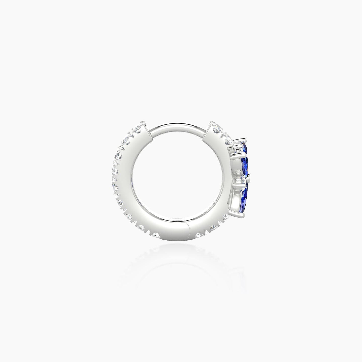 Aurore | 18k White Gold 6.5 mm Flower Sapphire & Diamond Hoop Piercing