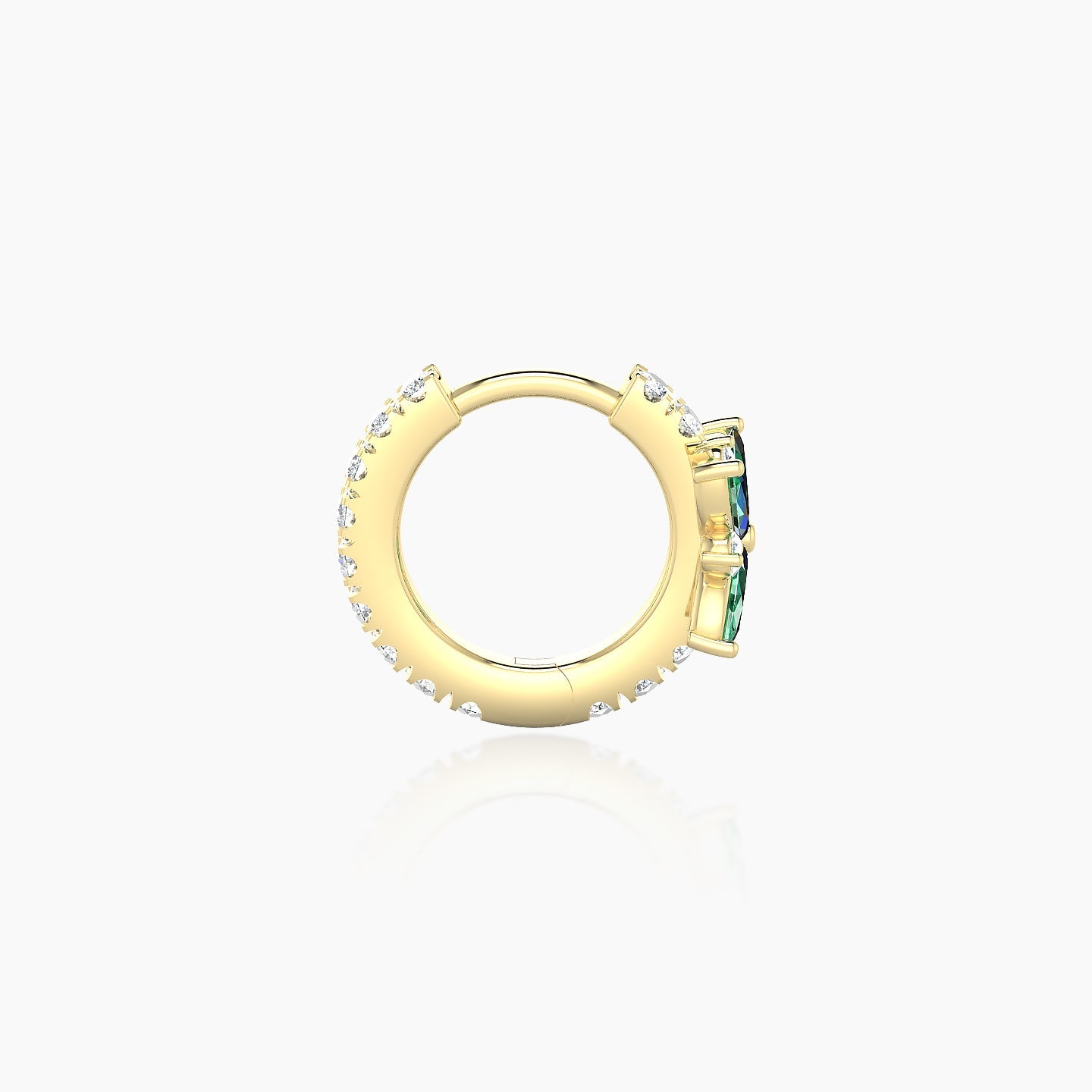 Aurore | 18k Yellow Gold 6.5 mm Flower Emerald & Diamond Hoop Piercing