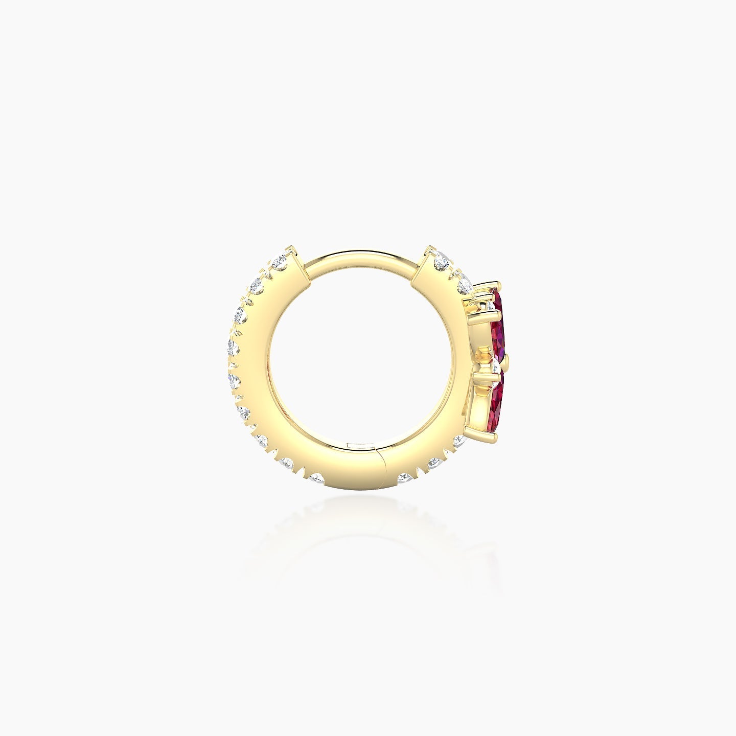 Aurore | 18k Yellow Gold 6.5 mm Flower Ruby & Diamond Hoop Piercing