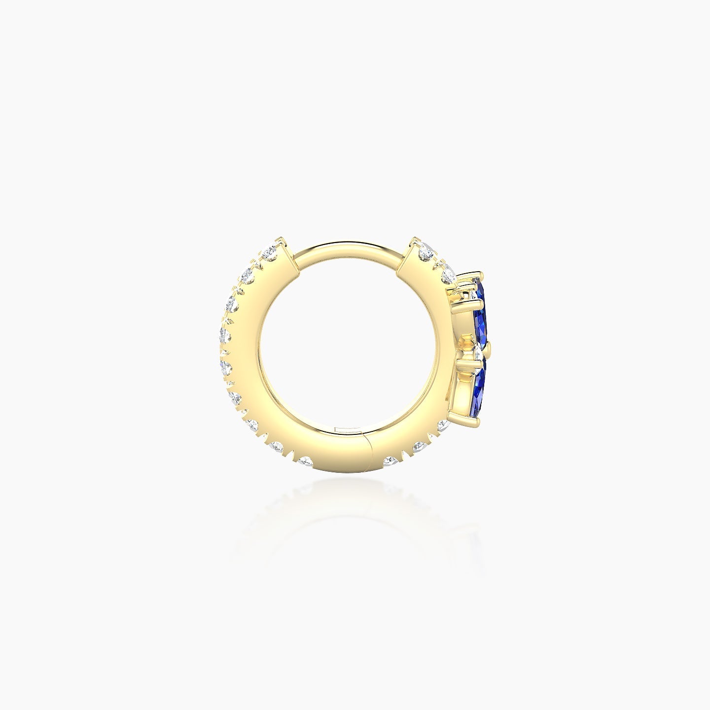 Aurore | 18k Yellow Gold 6.5 mm Flower Sapphire & Diamond Hoop Piercing