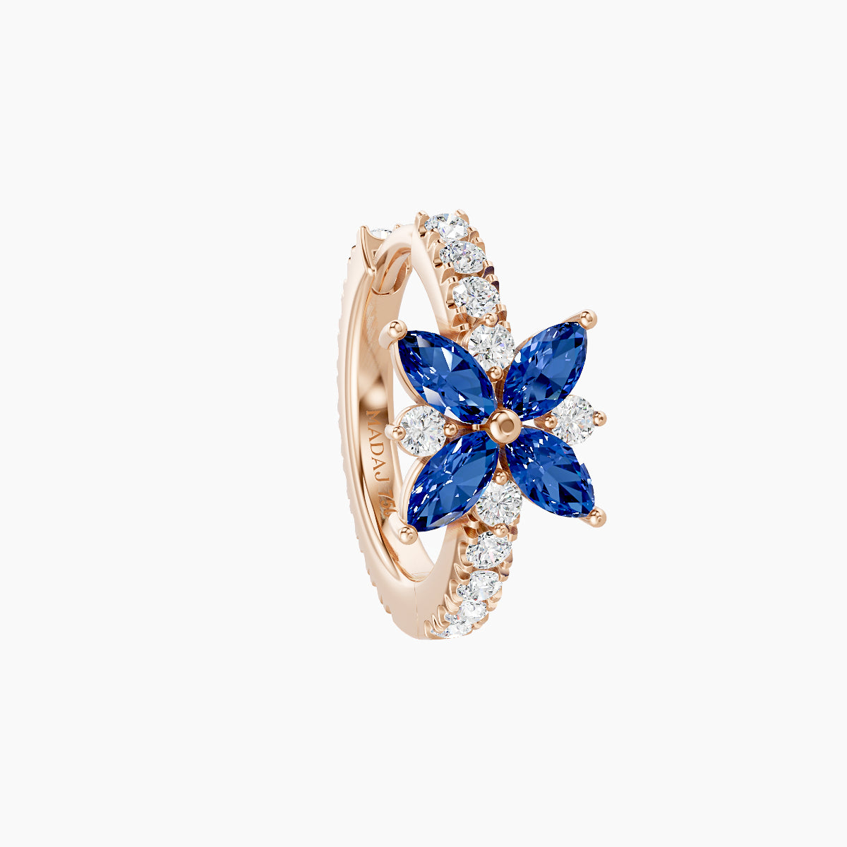 Aurore | 18k Rose Gold 8 mm Flower Sapphire & Diamond Hoop Piercing