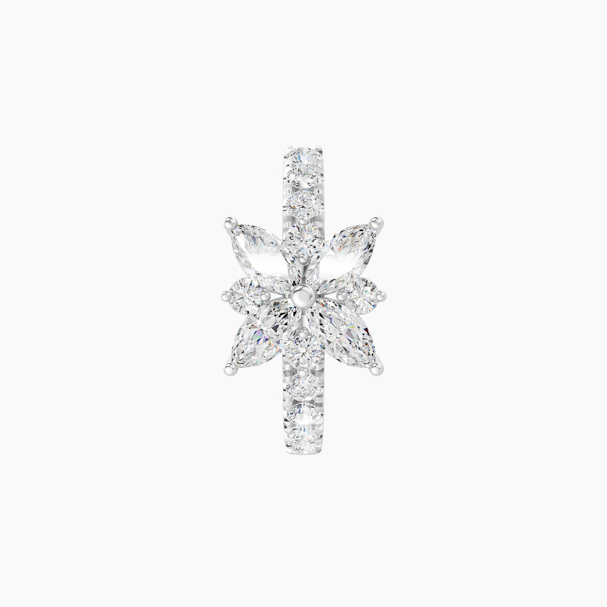Aurore | 18k White Gold 8 mm Flower Diamond Hoop Piercing